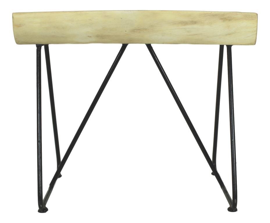 Rechteckiger Hocker Holz Metall