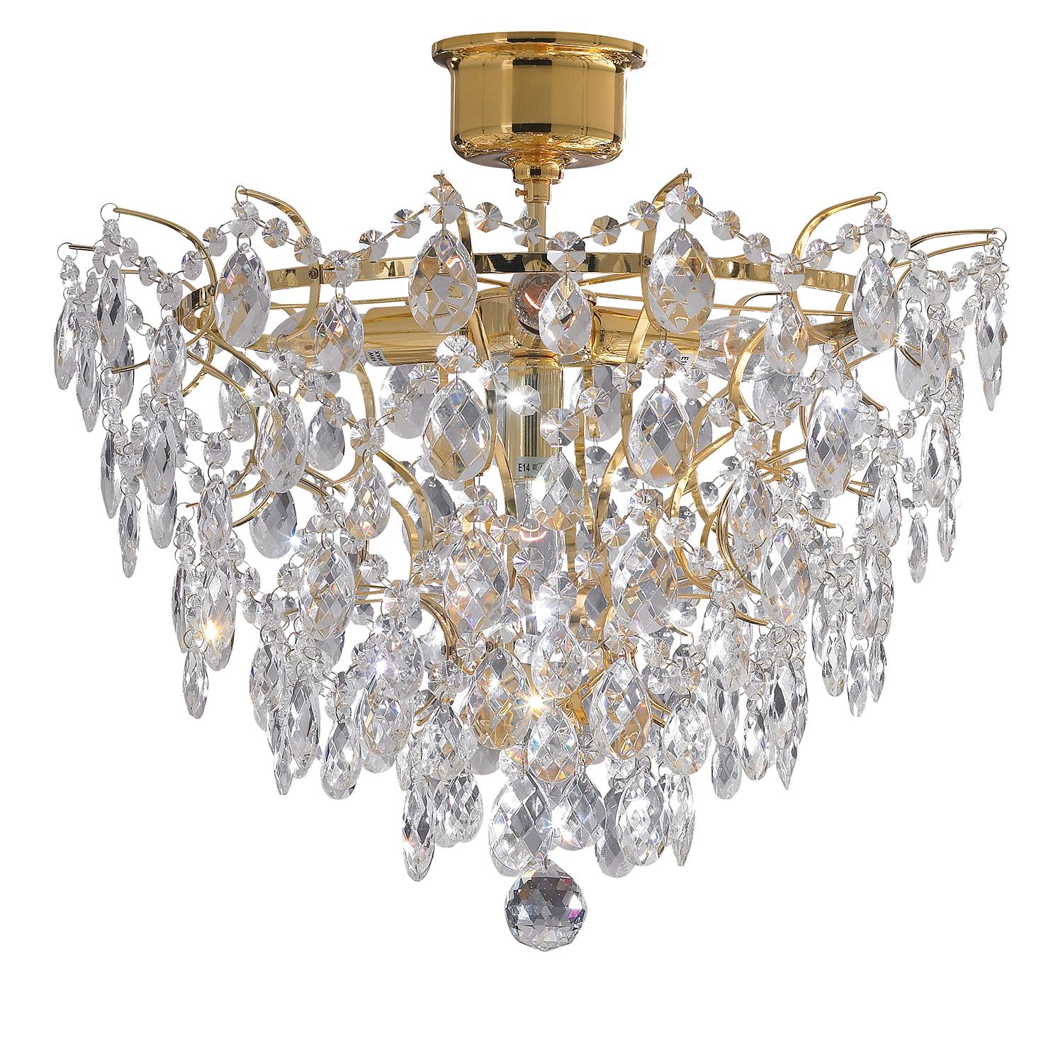 4-Burner Ceiling Light Rosendal IV Crystal Glass Stainless Steel