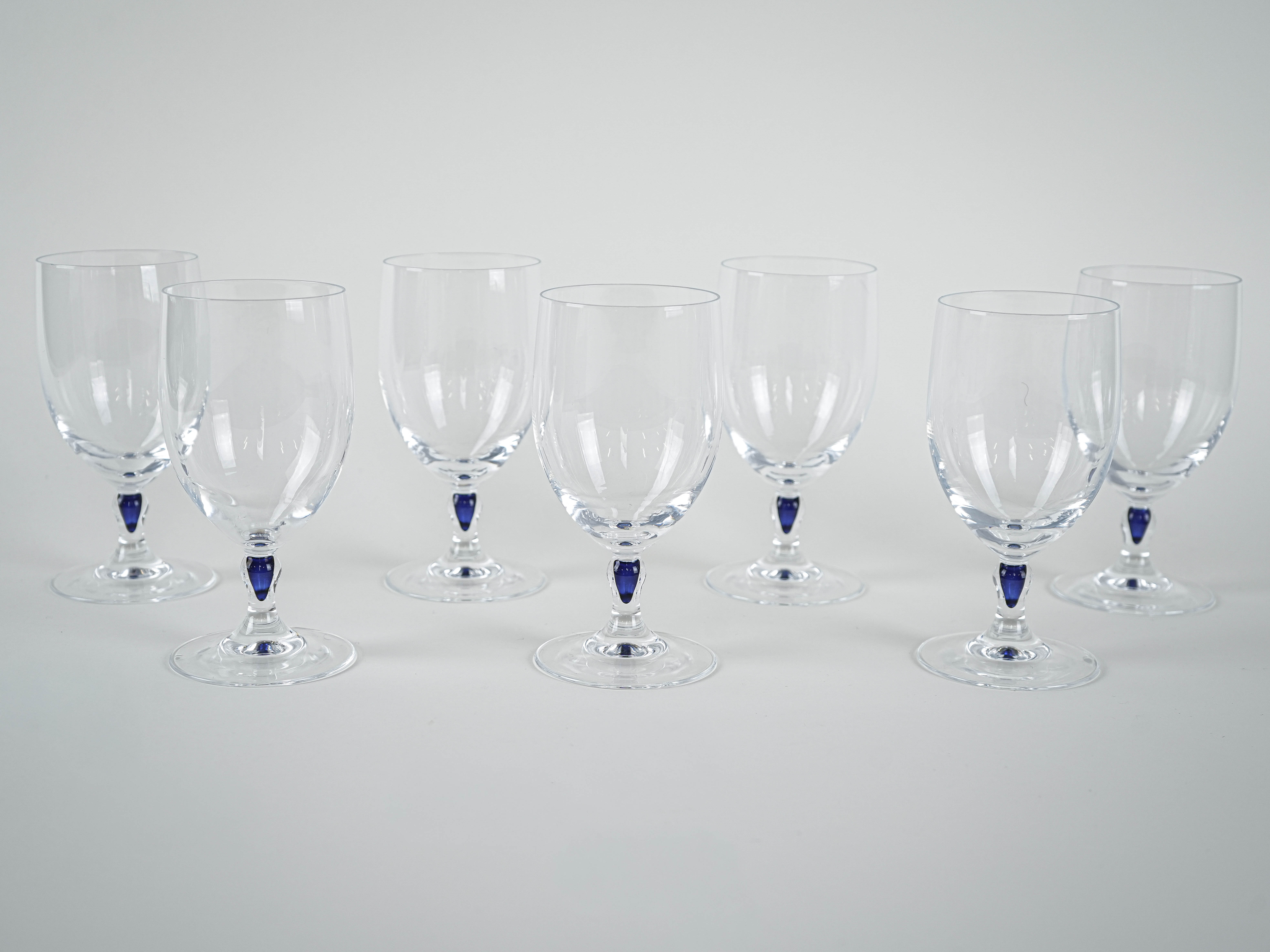 Set Venise Saphir Glasses 1970s Cristal d'Arques