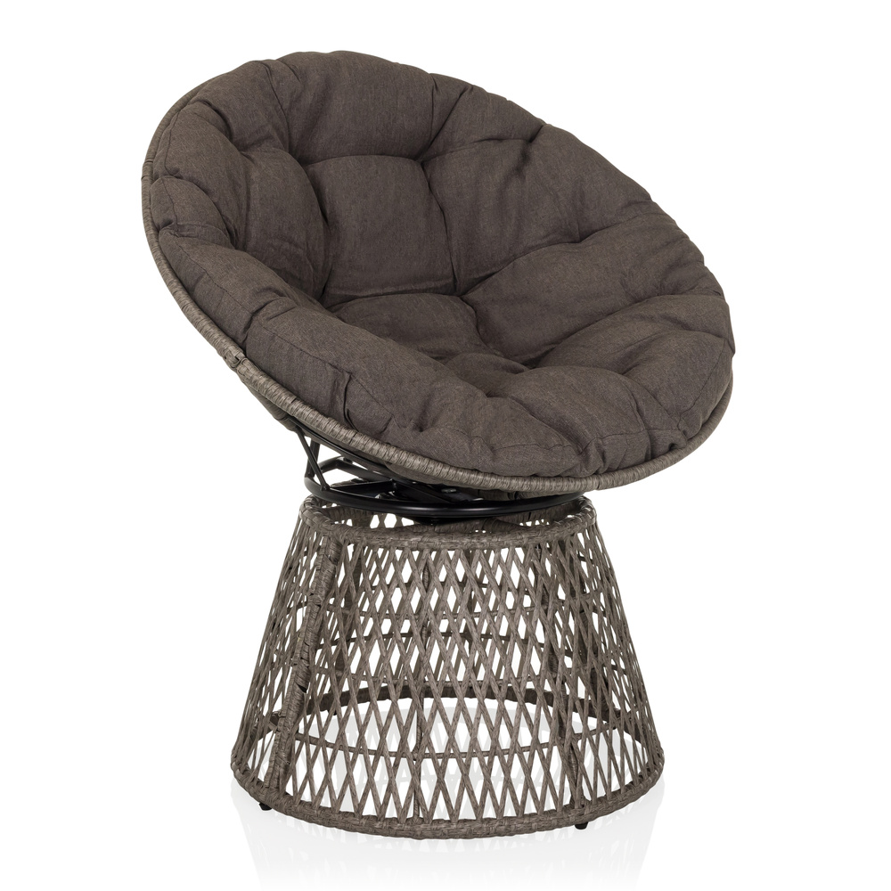 Weavora Papasansessel Drehbar mit Kissen Grau
