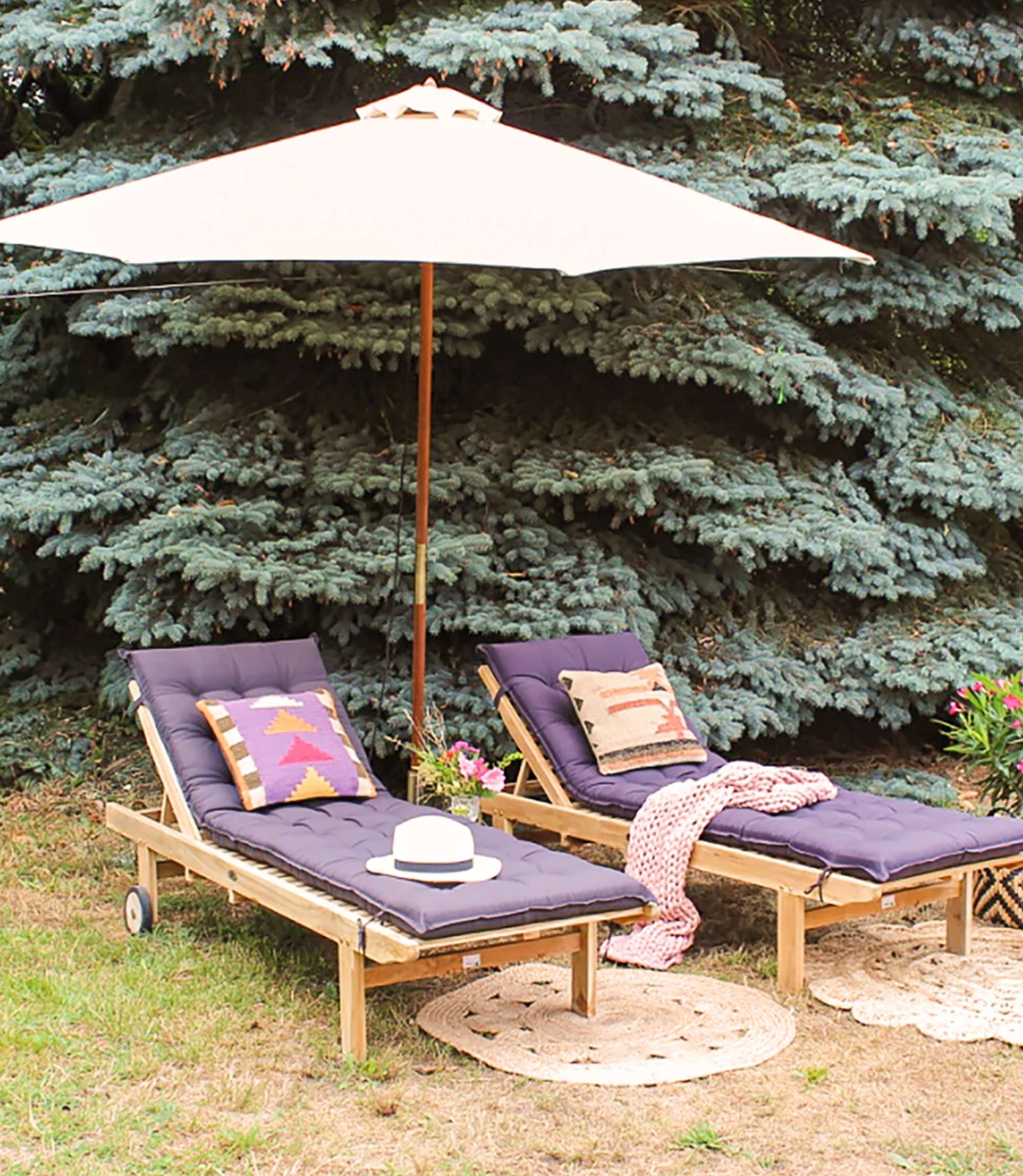Sonnenschirm Textil Holz Beige