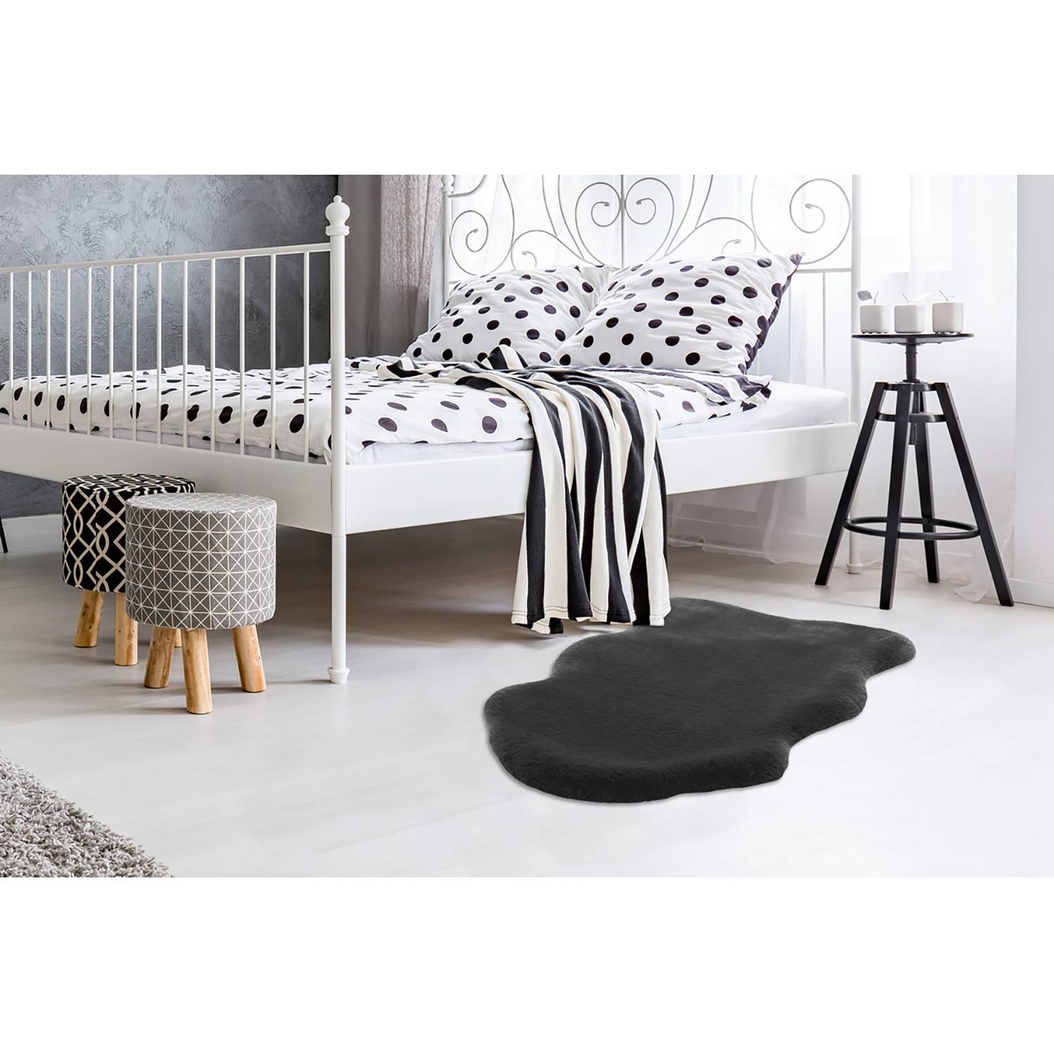 Schafsfell Rabbit 200 Anthrazit 90 x 60