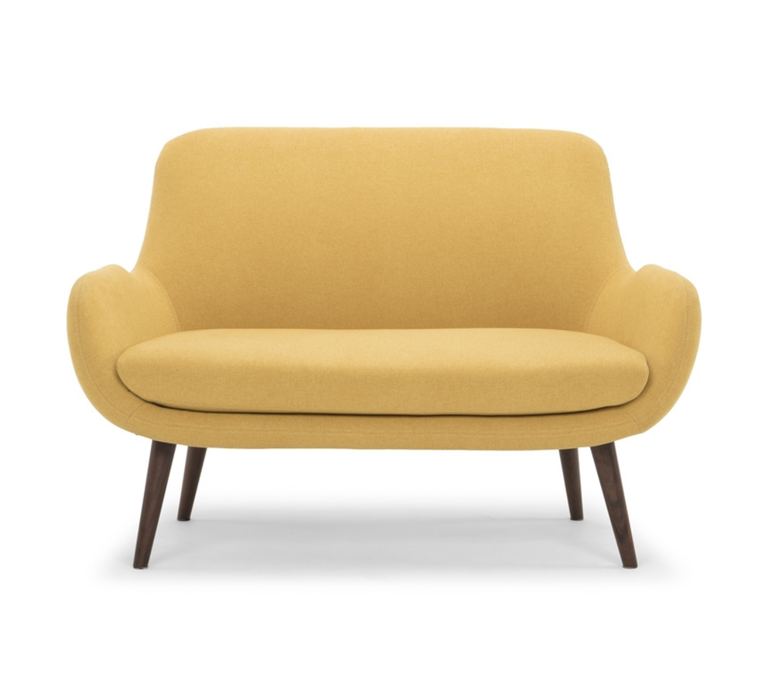 Moby Sofa 2-Sitzer Nussbaumholz Textil Curry