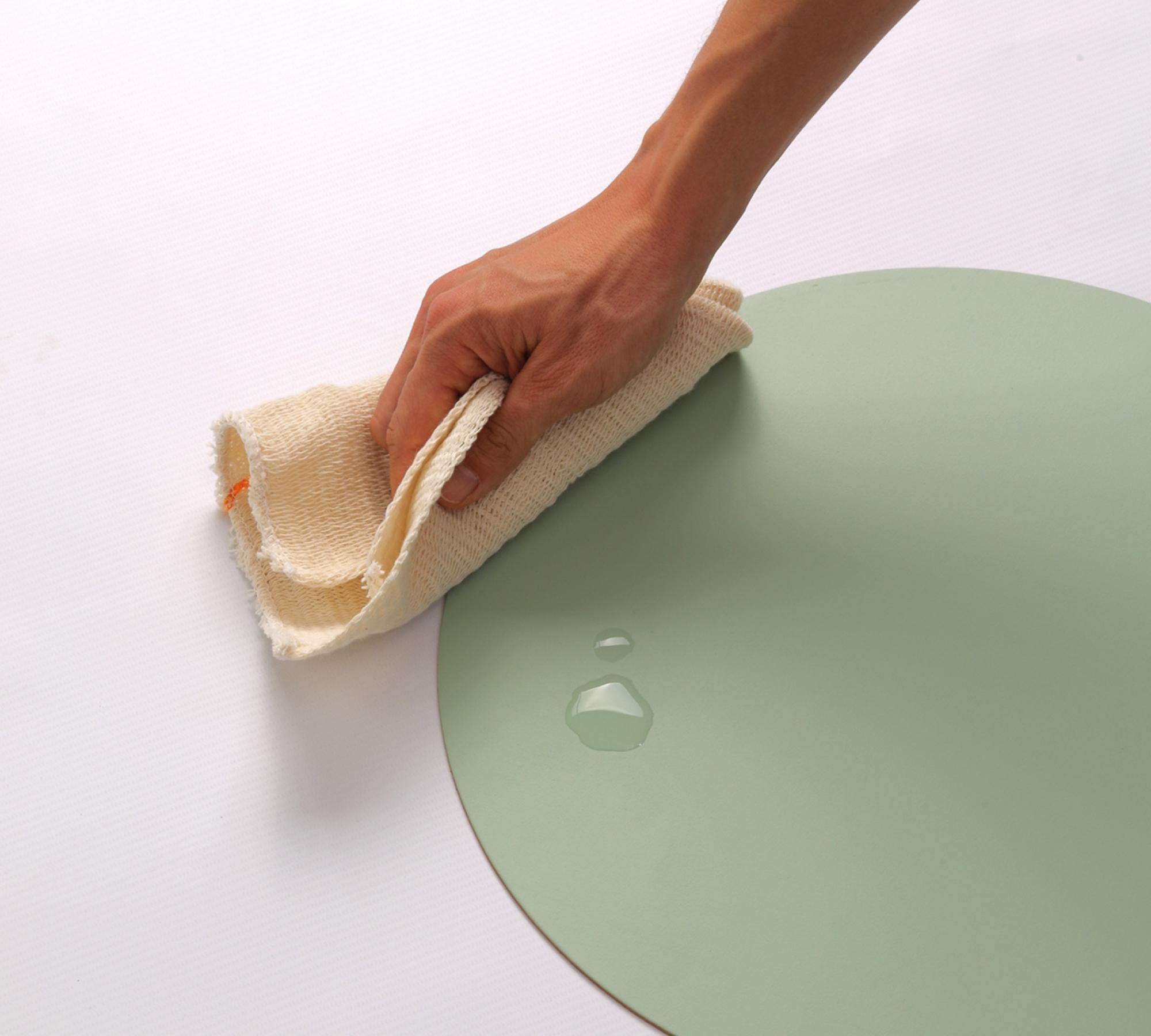 2x Rundes Tischset Ruca 100% Recyceltes Leder Minze