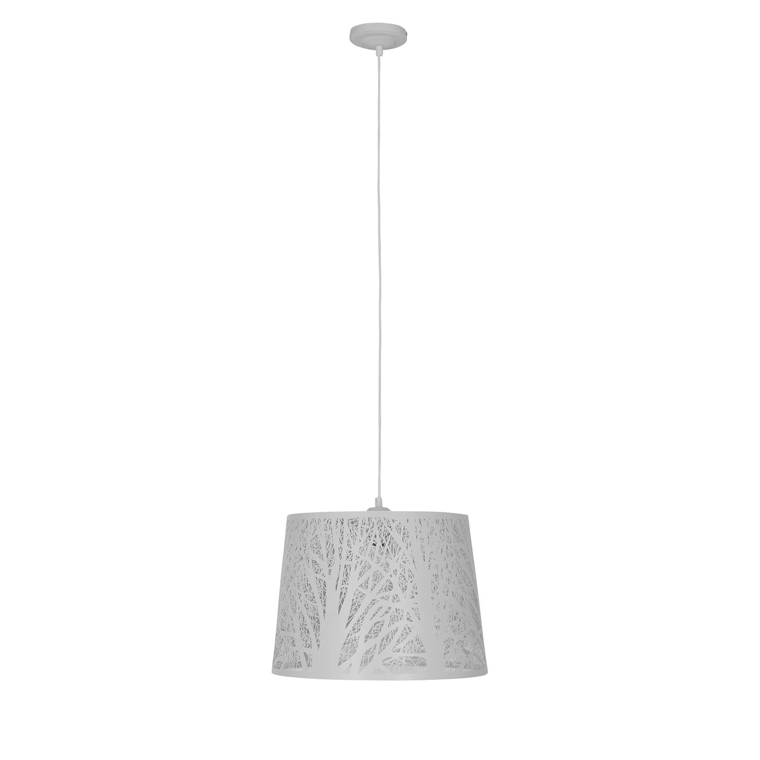 White Wood Pendant Lamp Steel 1-light