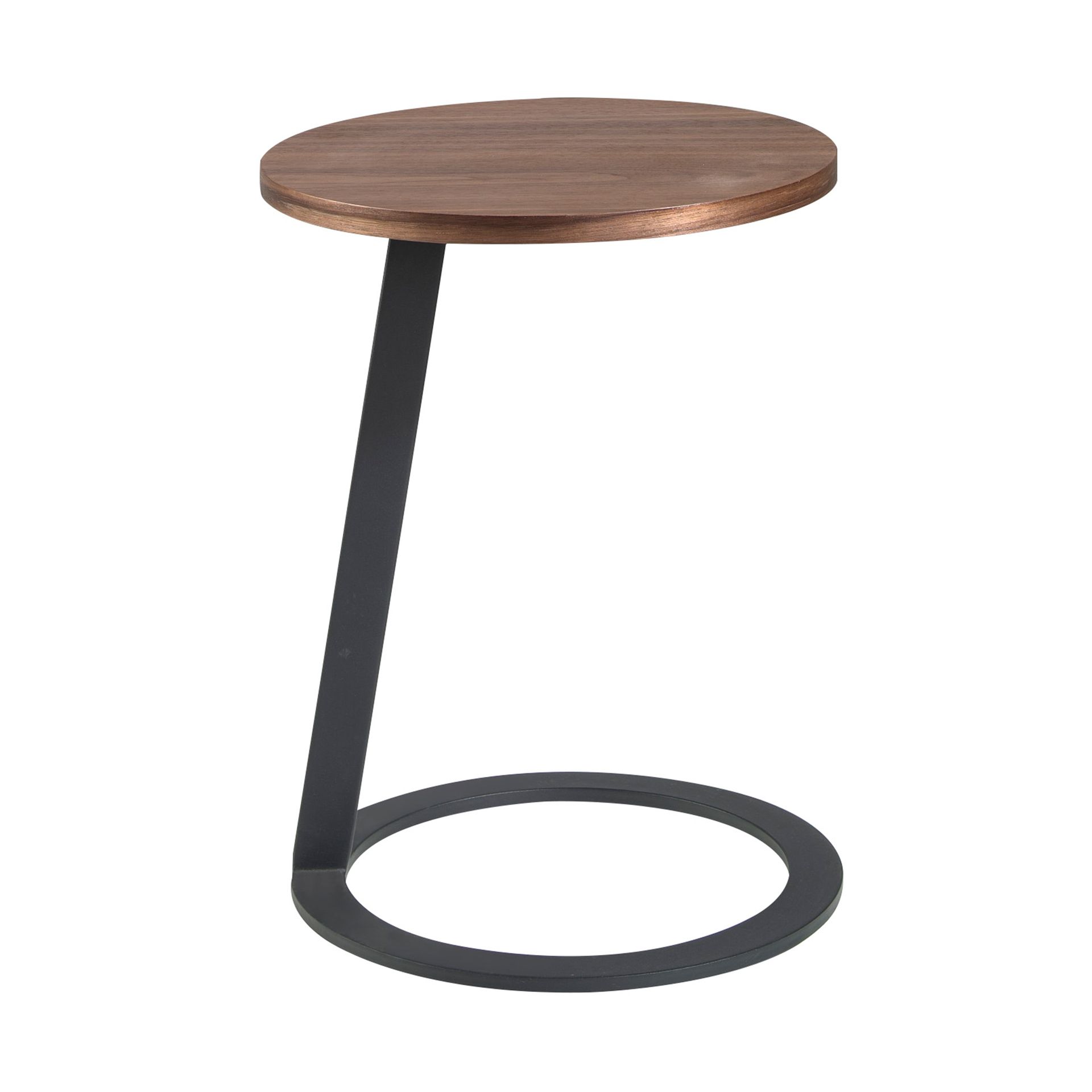 Round corner table walnut and black steel 2115