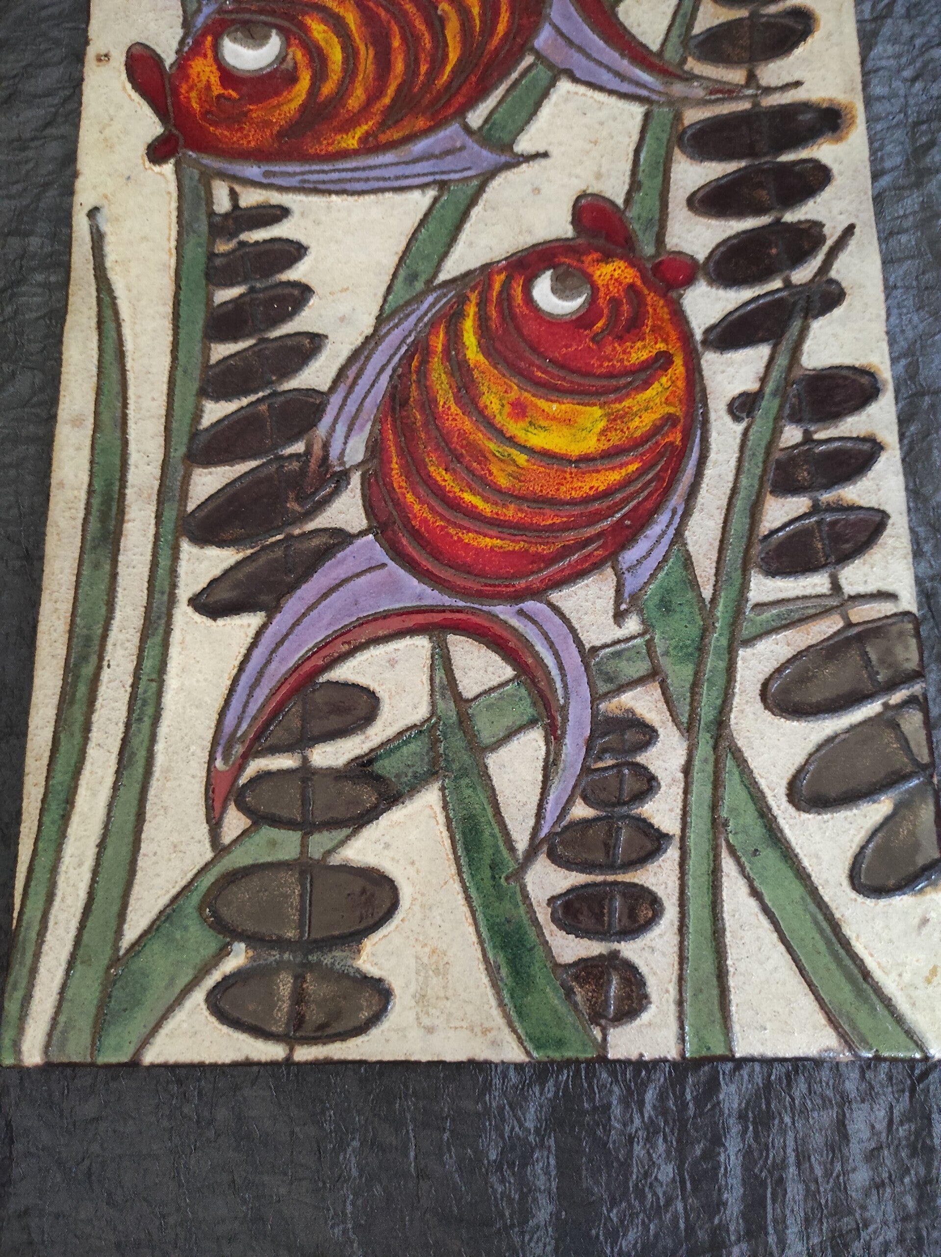 Vintage Wandfliese Keramik Bunt