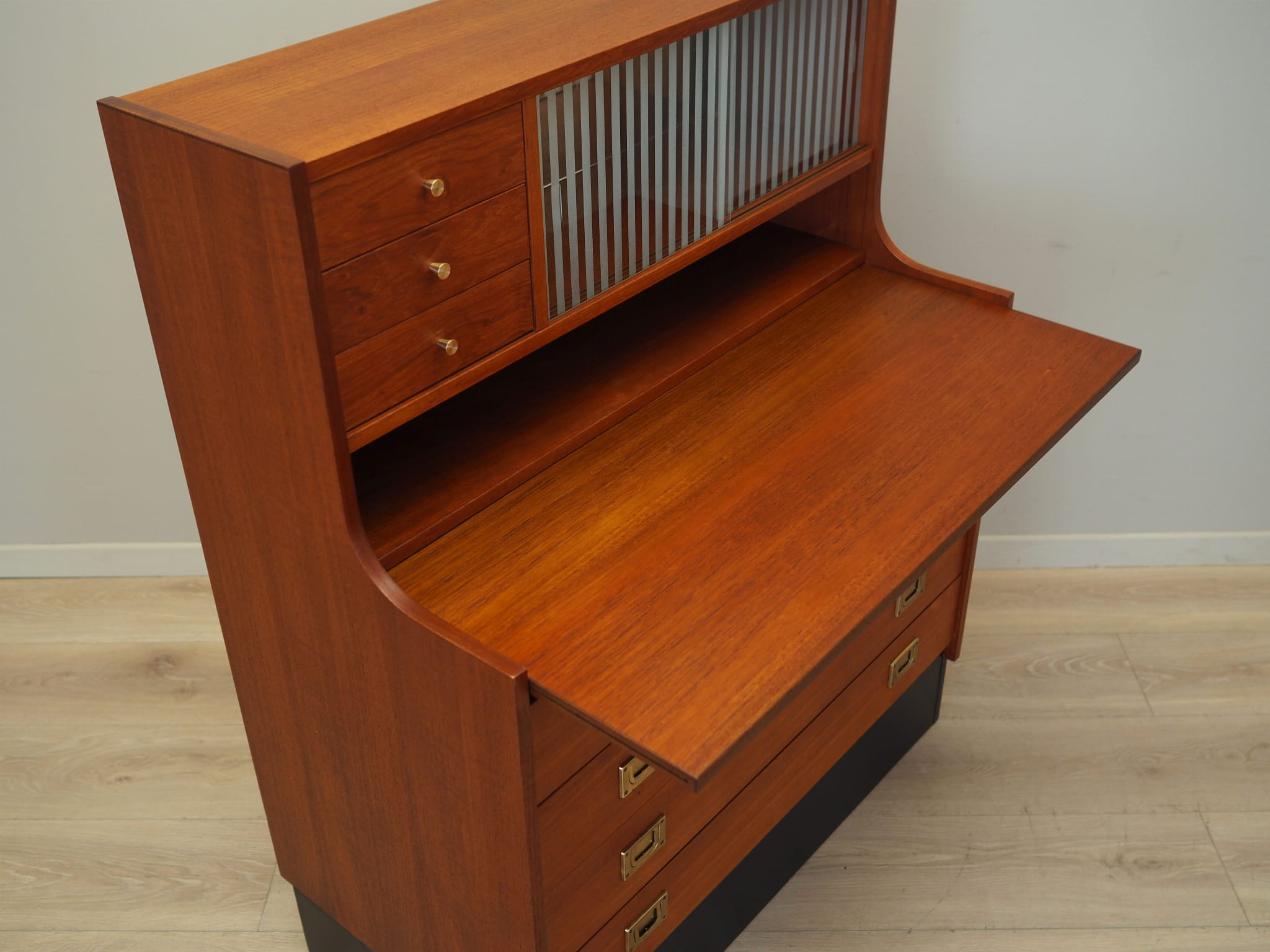 Vintage Sekretär Teakholz Braun 1970er Jahre 