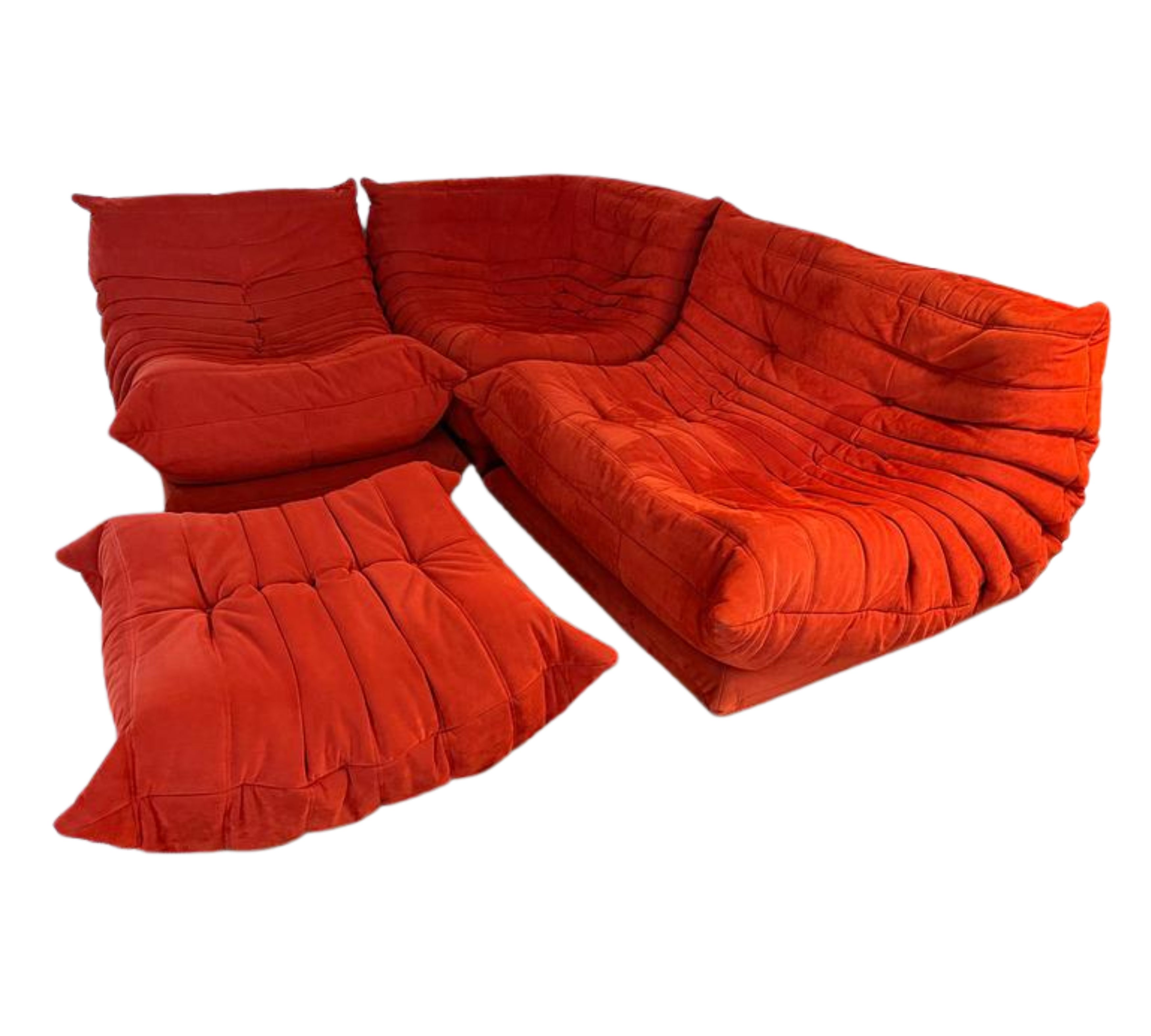 Togo Sofa 4-Teilig Stoffbezug Vollschaum Orange
