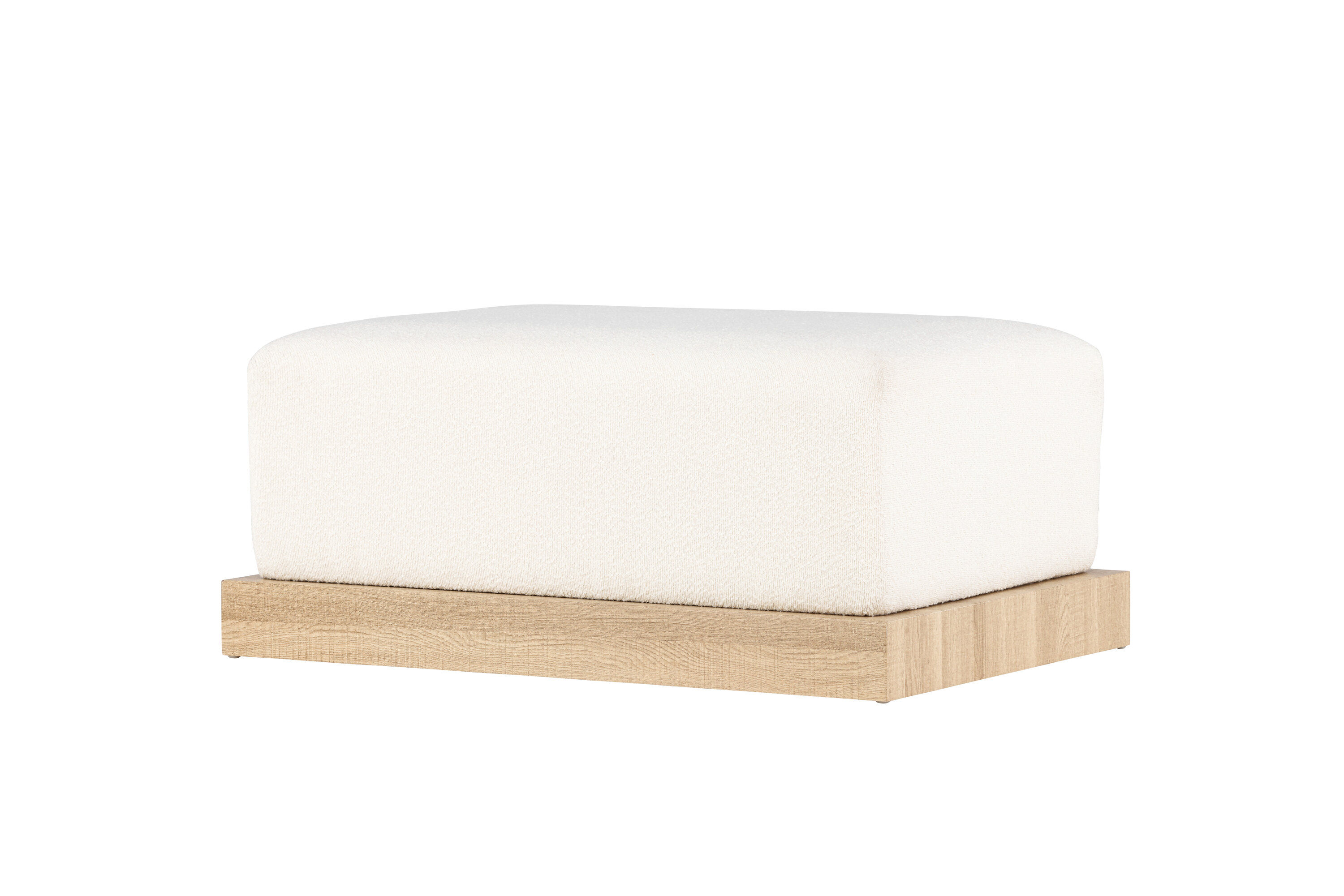 Ivy Ottoman Holzoptik Bouclé Weiß