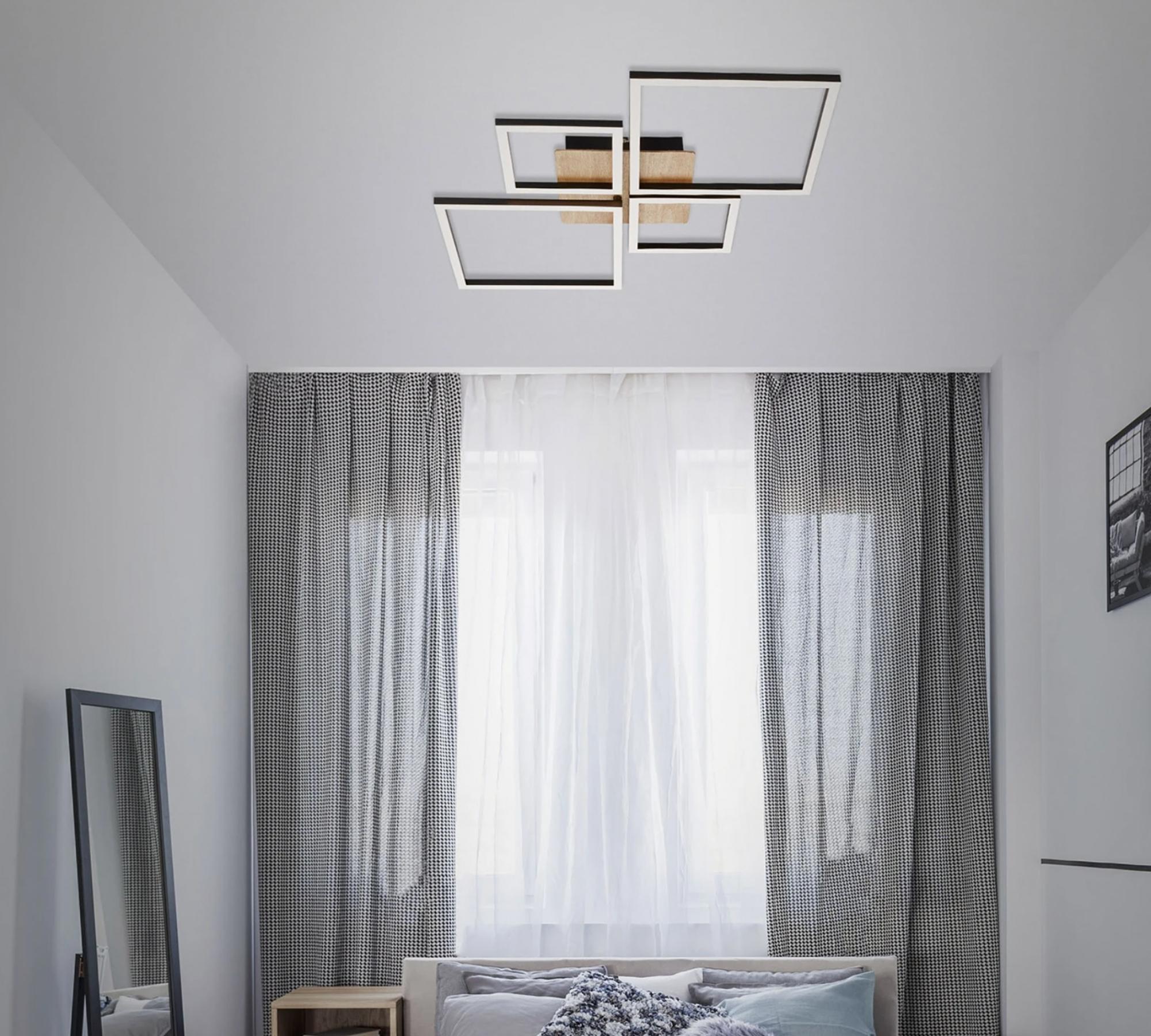 LED ceiling light in frame shape wood look II