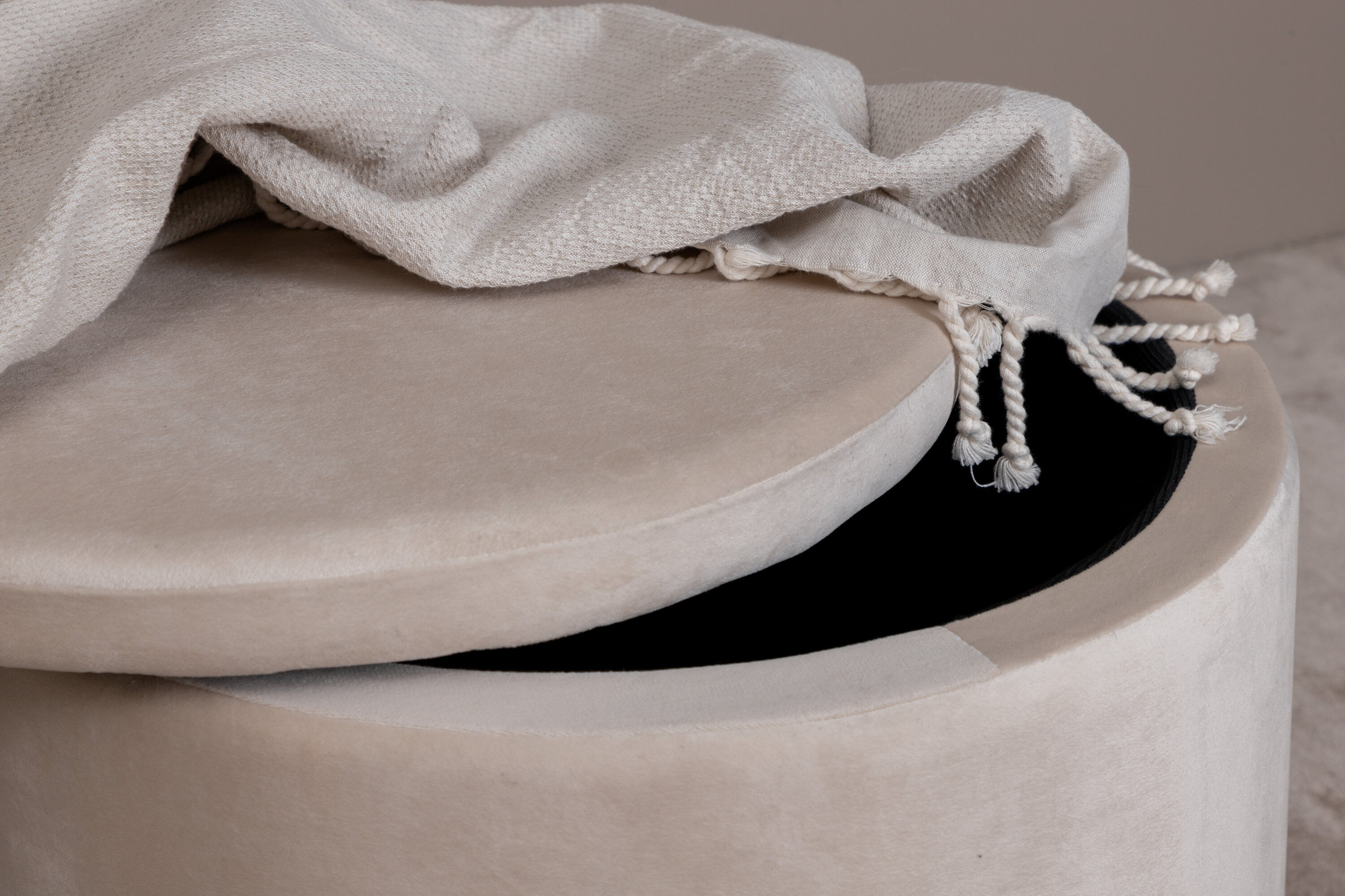 Dunken Pouf Samt Beige 
