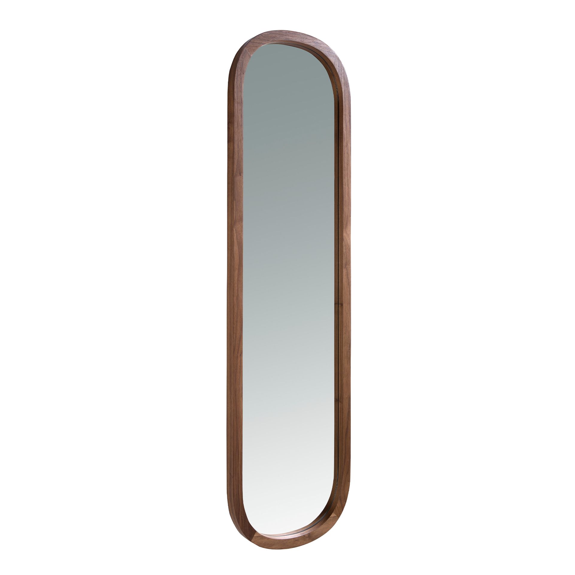 Oval mirror walnut veneer