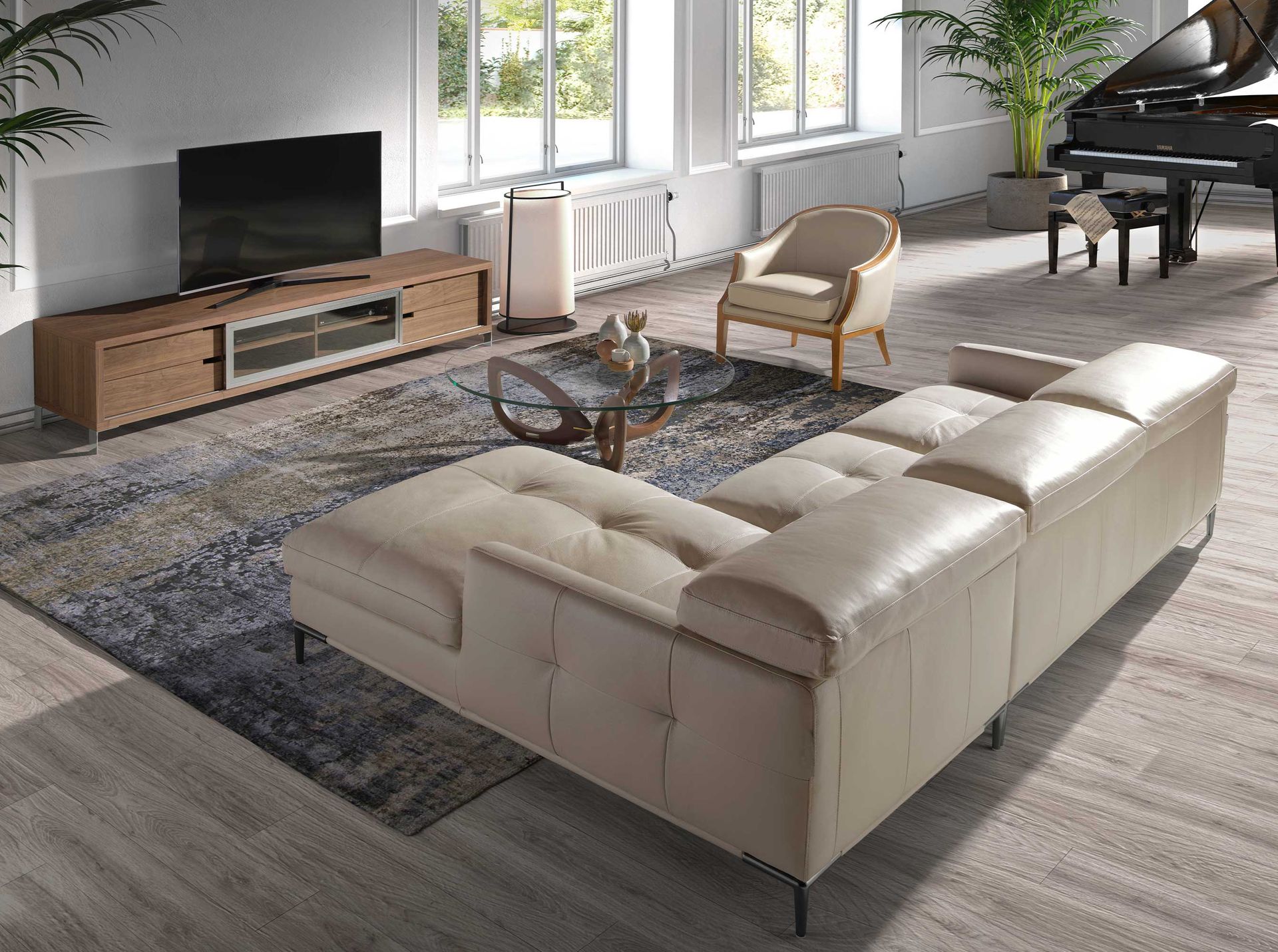 3044 Lowboard Holzfurnier Verchromter Stahl