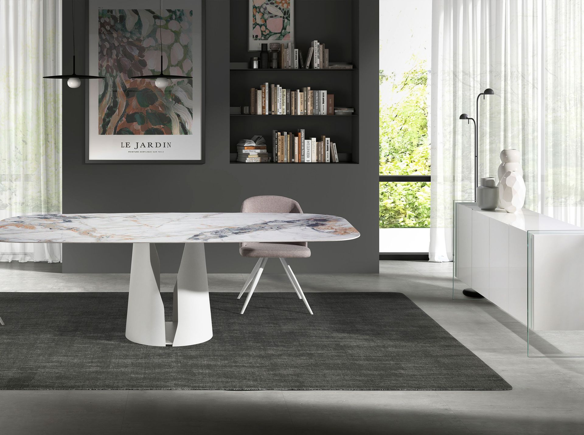 3058 Sideboard Glas Weiß