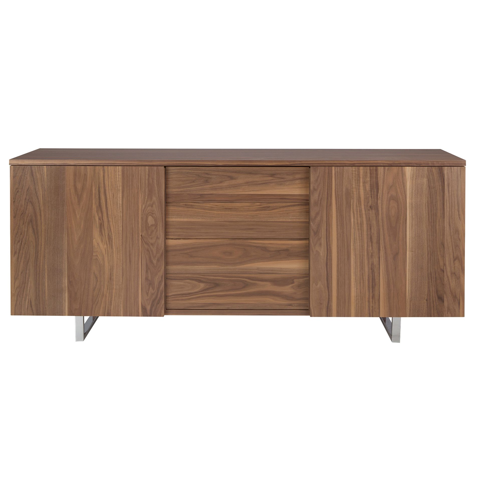 Sideboard Walnut veneer Chrome-plated steel