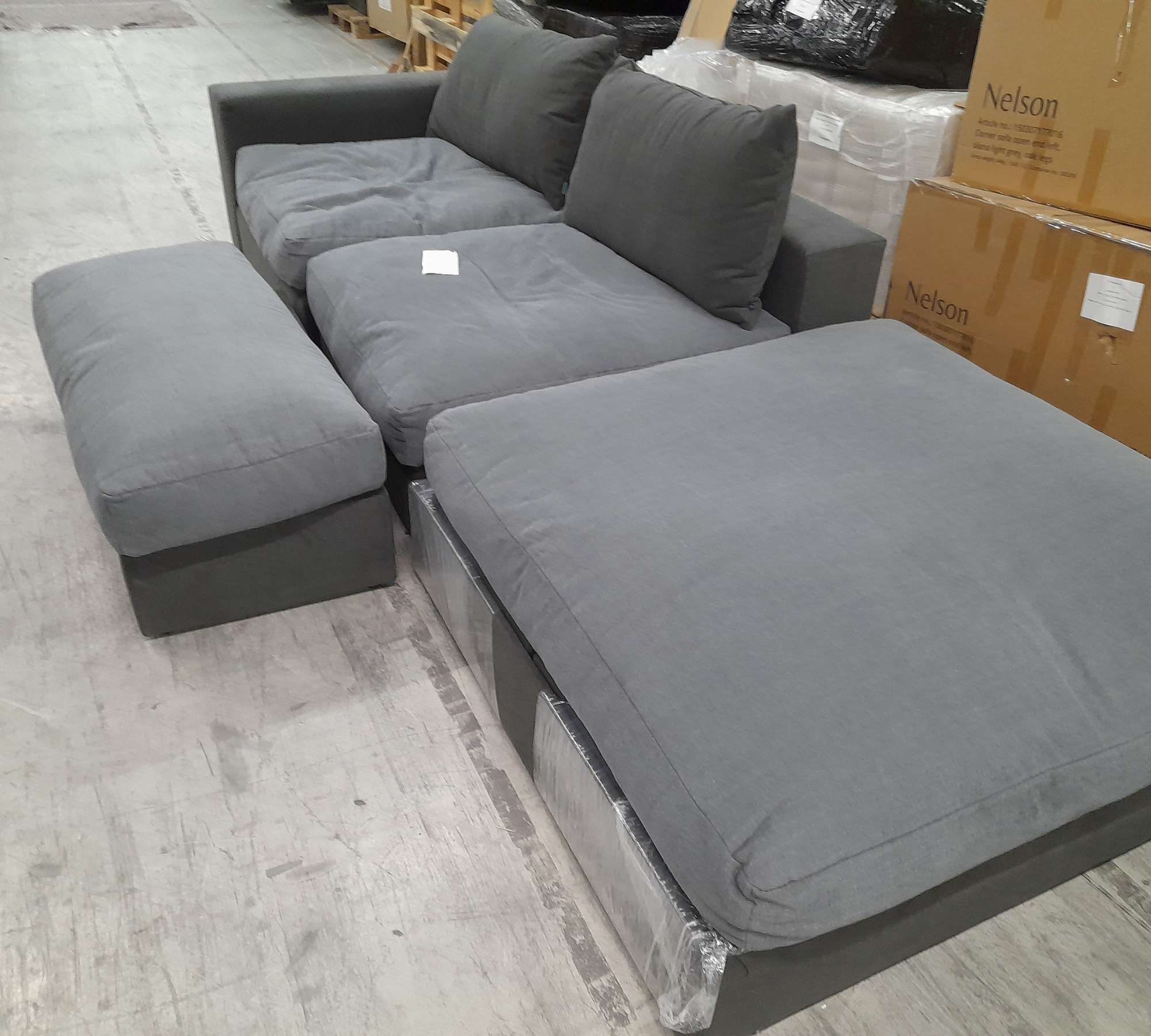 Flayr Sofa Récamiere Rechts Webstoff Grautöne
