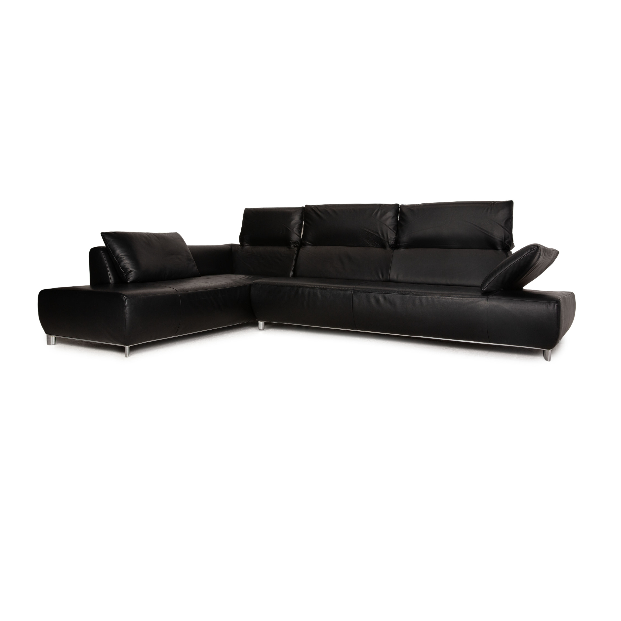 Volare Ecksofa Leder Schwarz