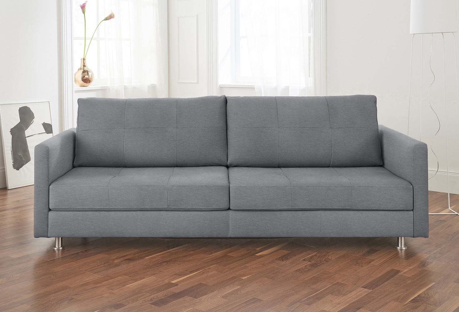 Liam Sofa 3-Sitzer Textil Metall Grau