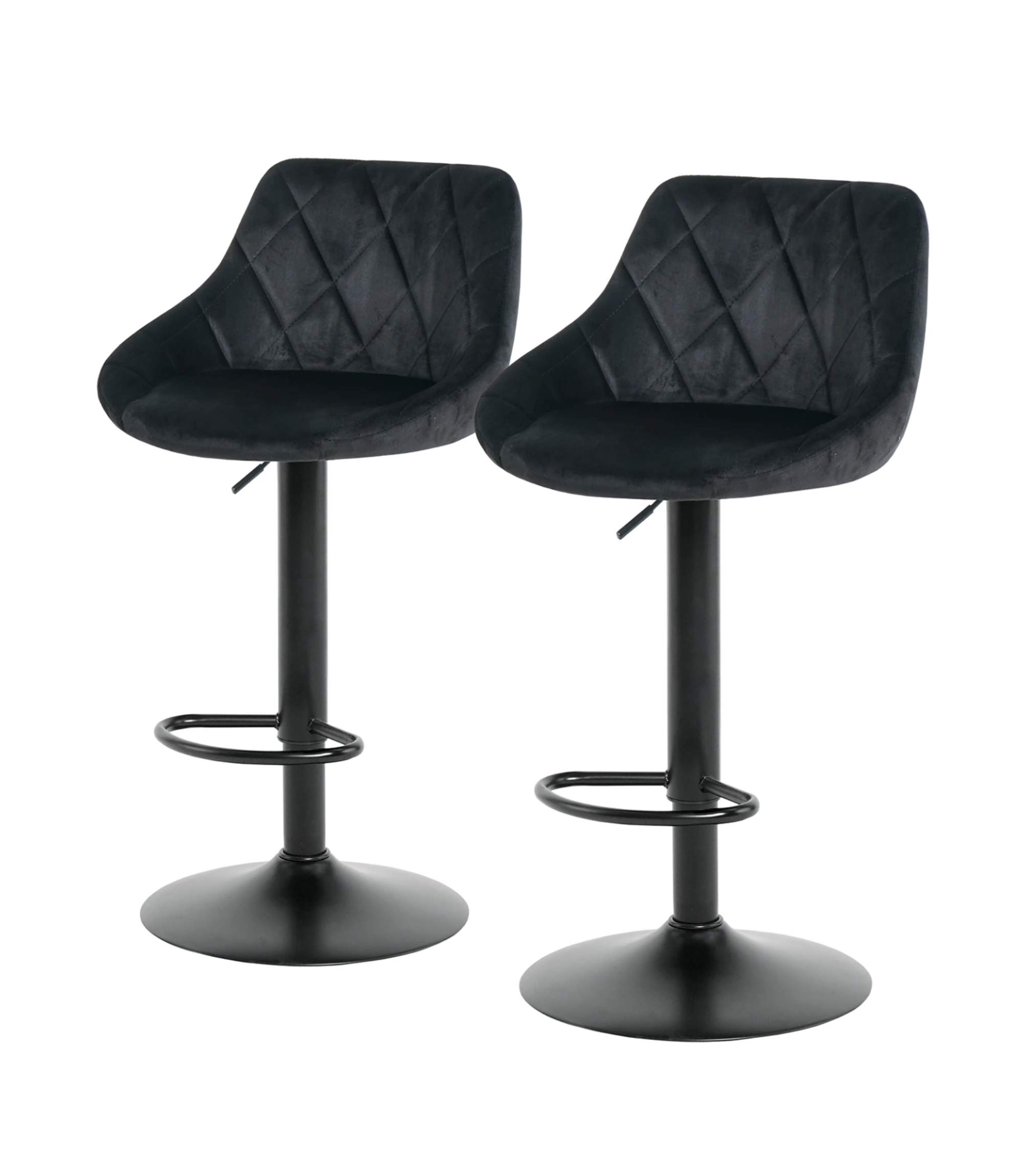 2x Barstuhl Eisen Samt Schwarz