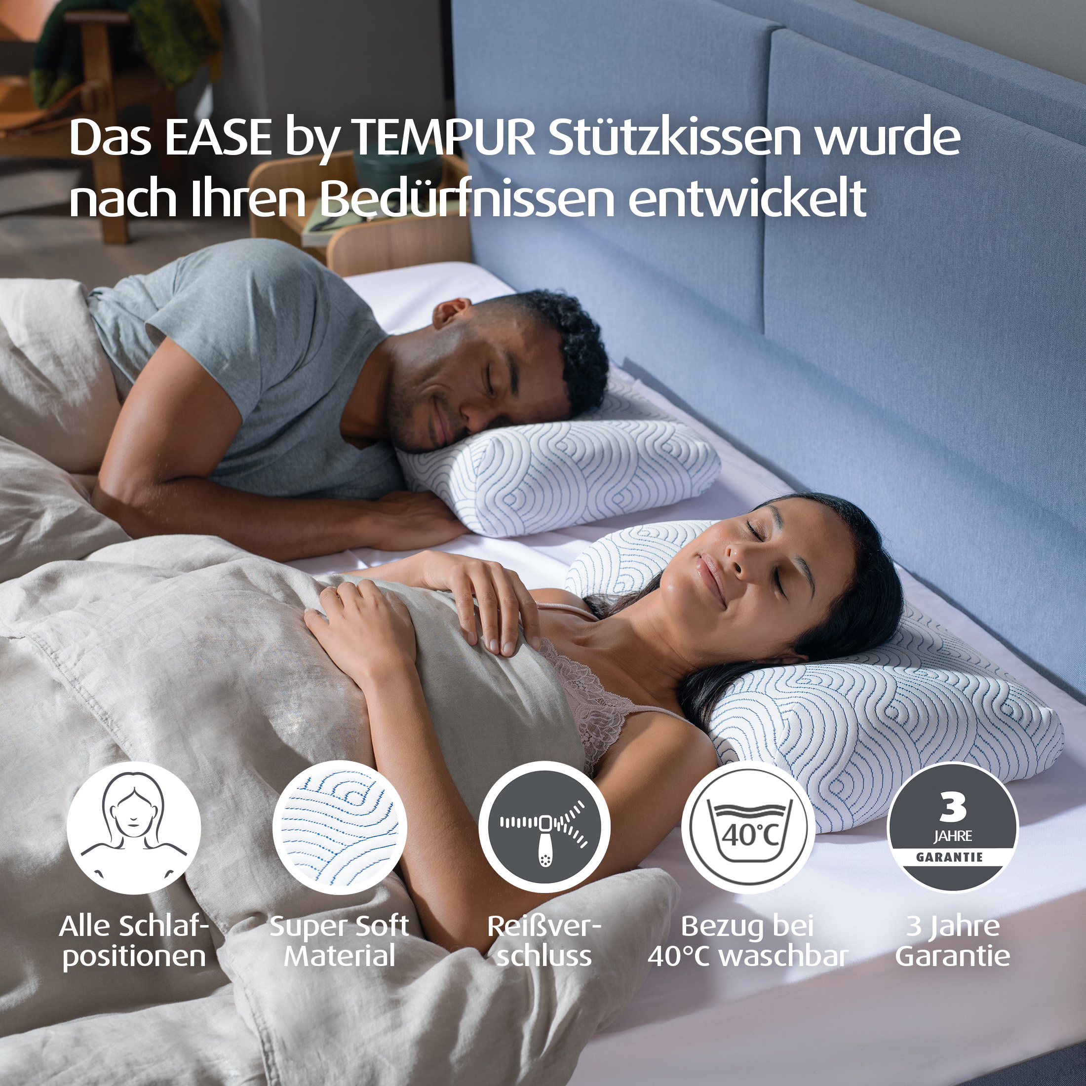 TEMPUR® EASE ergonomisches Nackenstützkissen 50 x 31 x 11 cm