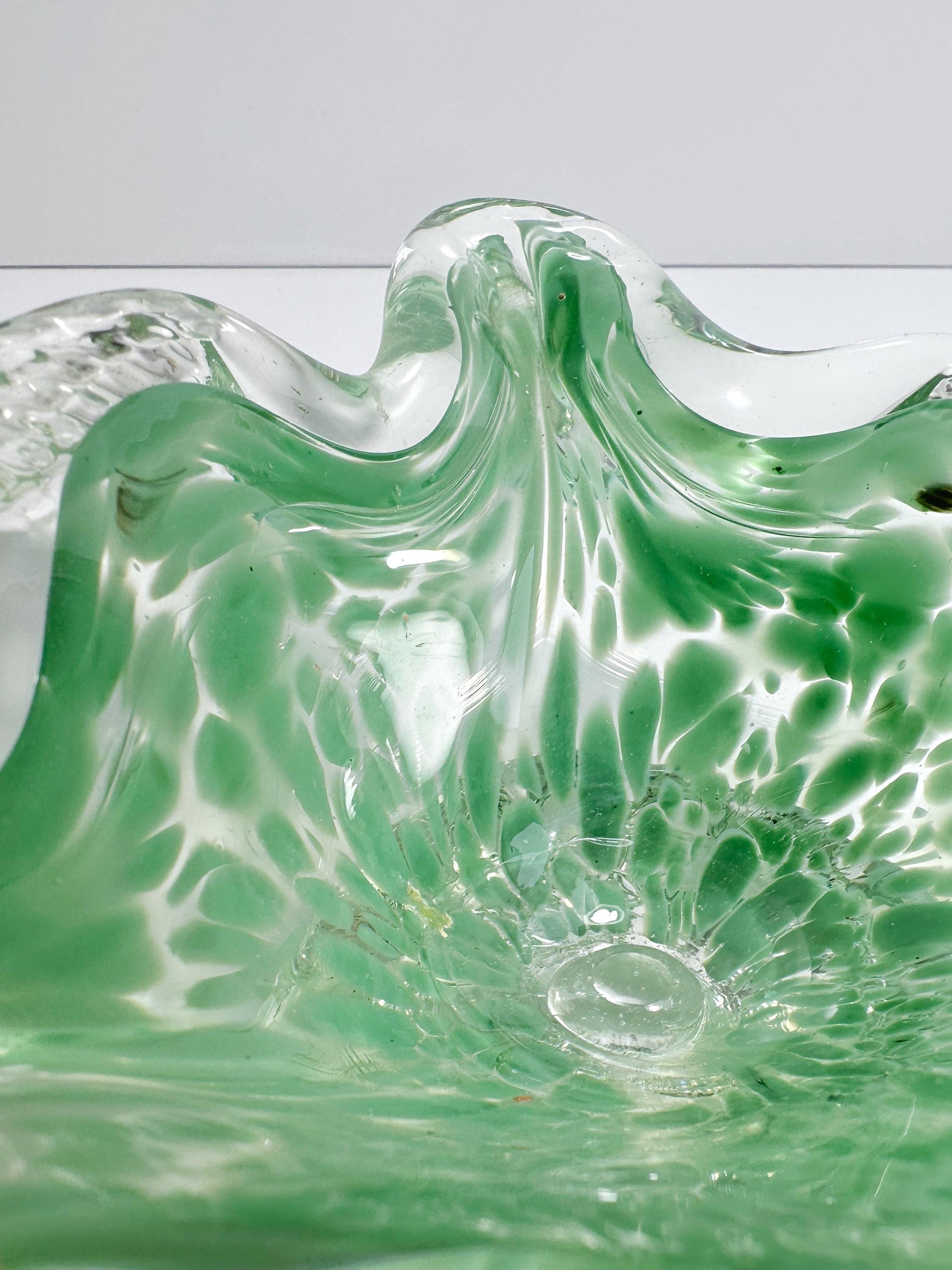 Vintage Aschenbecher Muranoglas Grün 1970er Jahre