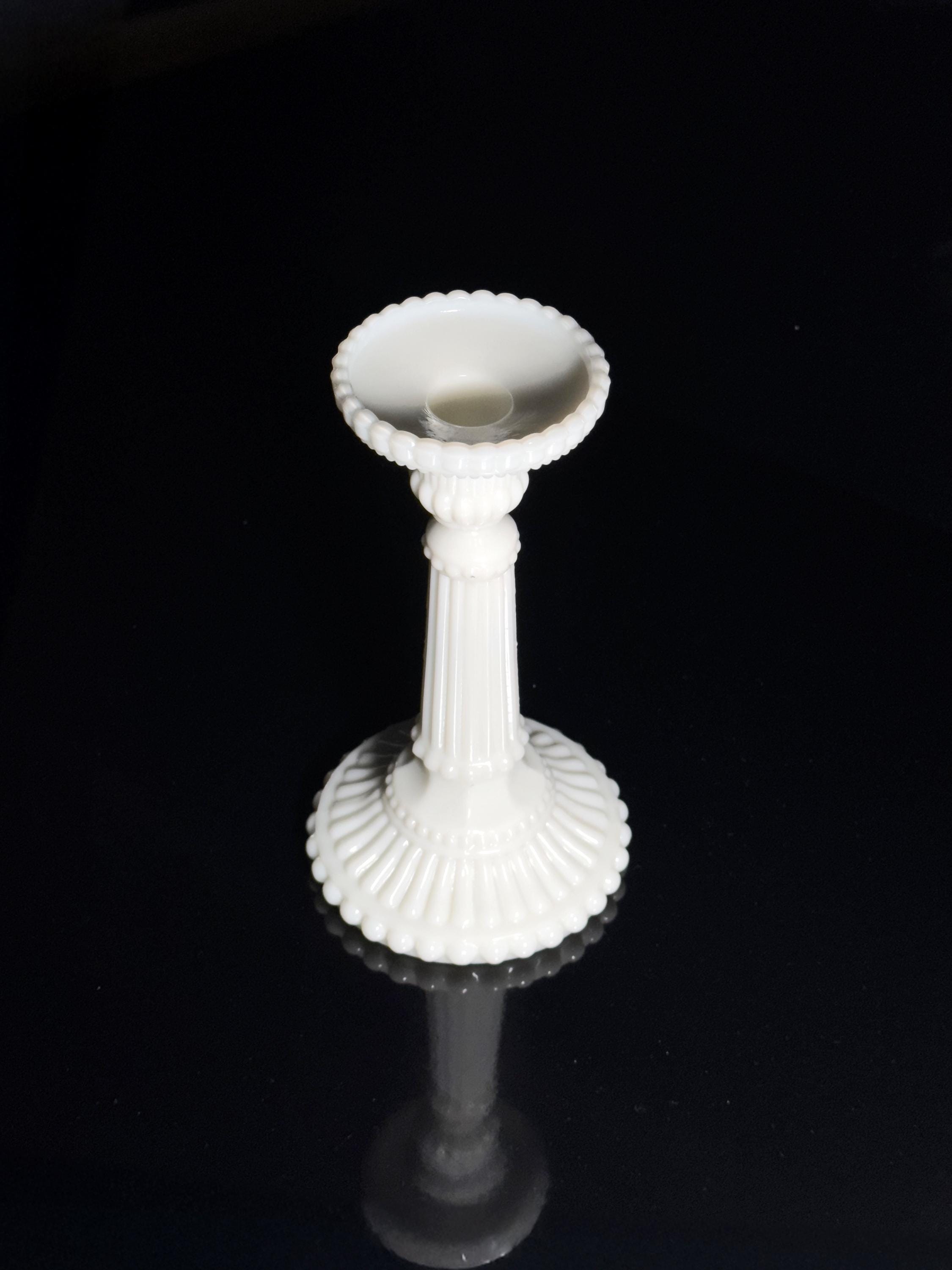 Vintage Candle holder Opal glass White