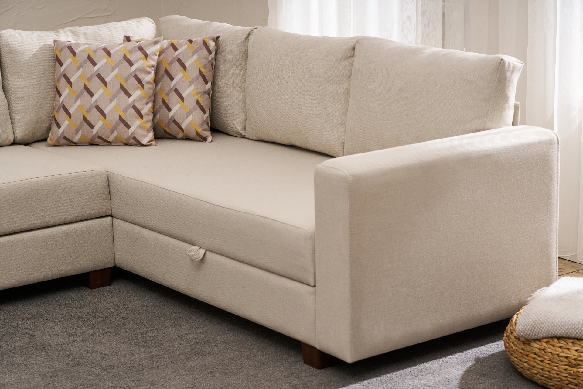 Aly Schlafsofa Récamiere Links Baumwolle Creme