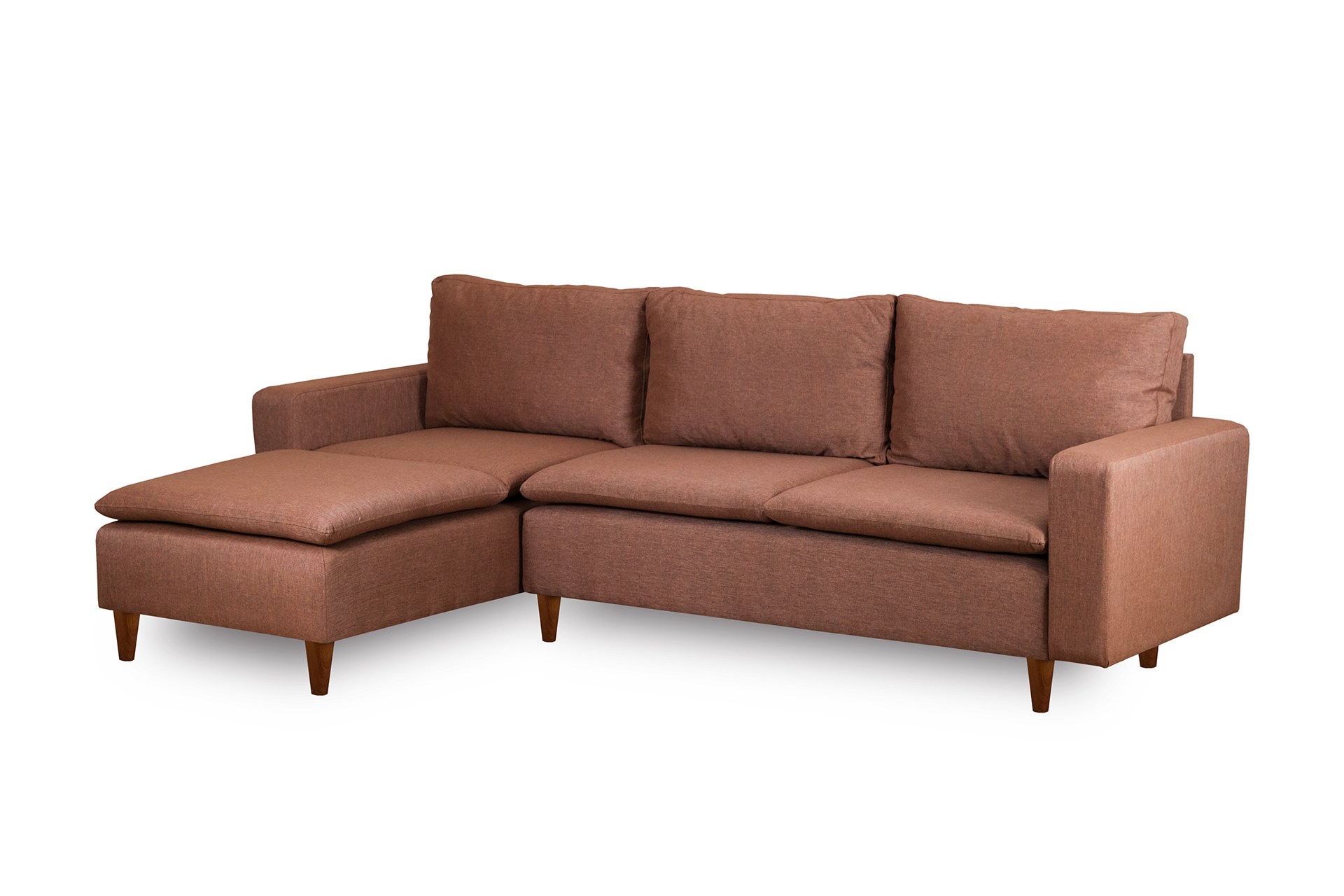 Long corner sofa, light brown