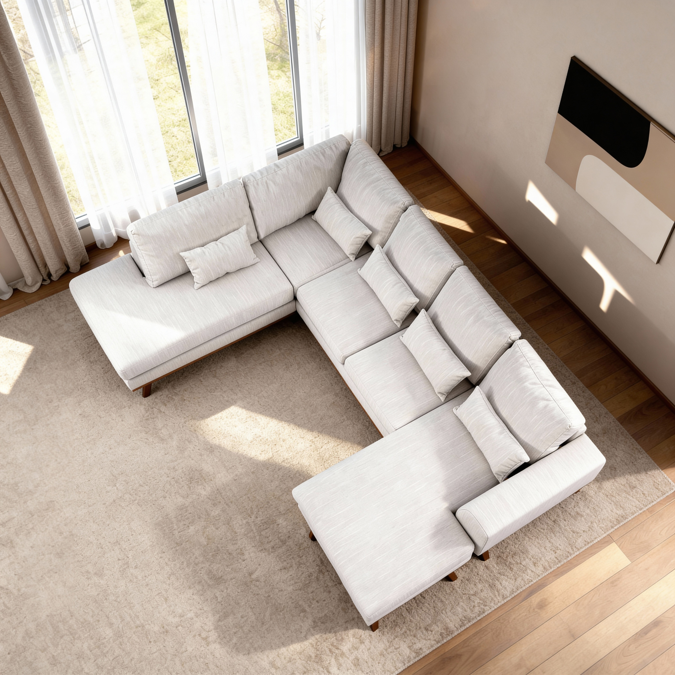 Ecksofa Japandi 3-Sitzer Links Beige