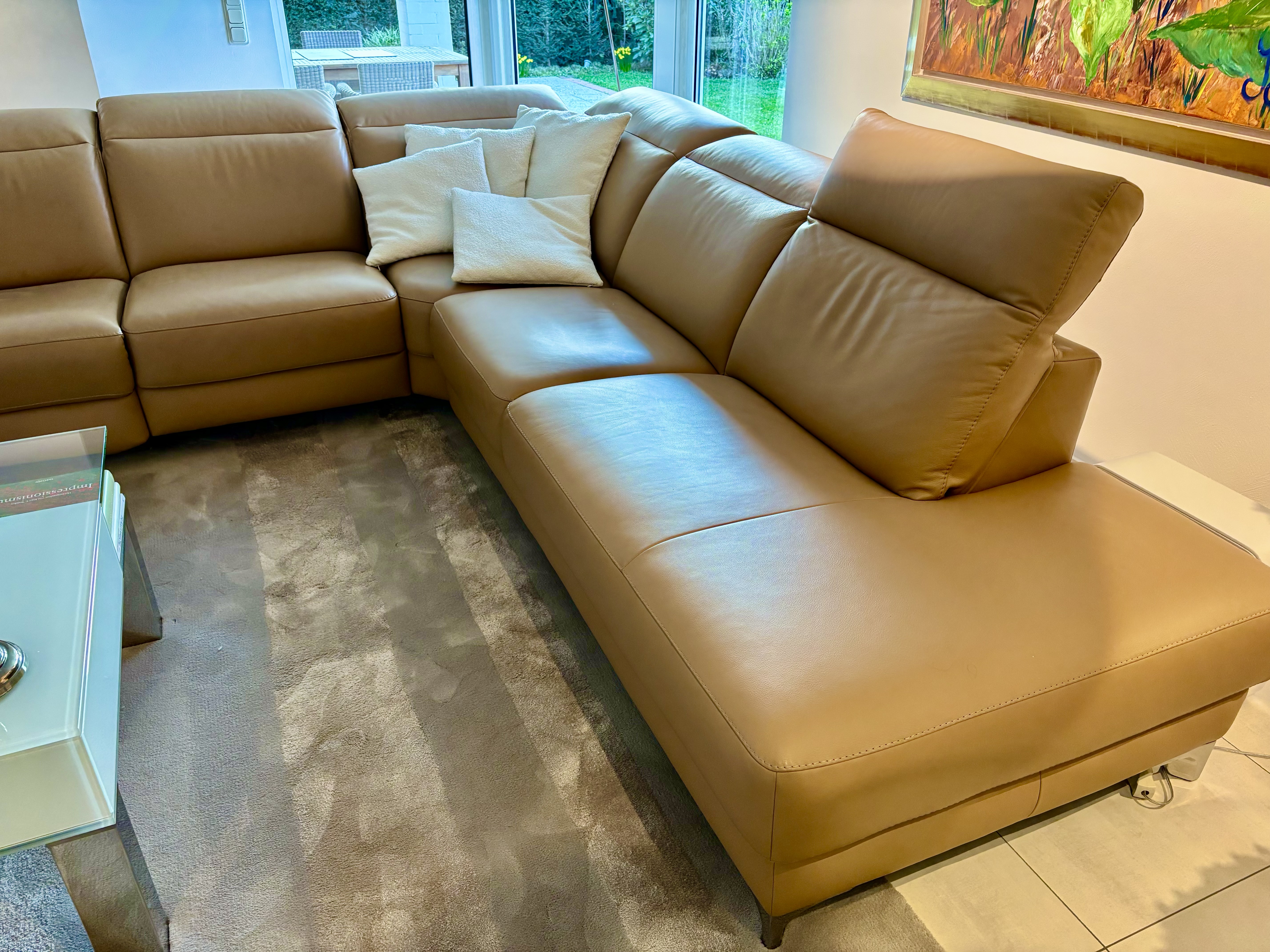 Corner Sofa Leather Beige