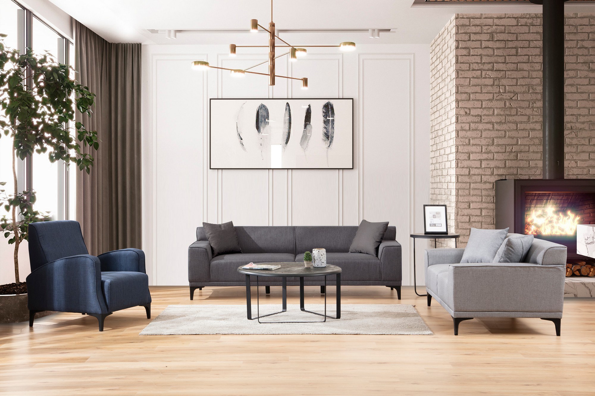 Petra 3 Sofa Anthrazit