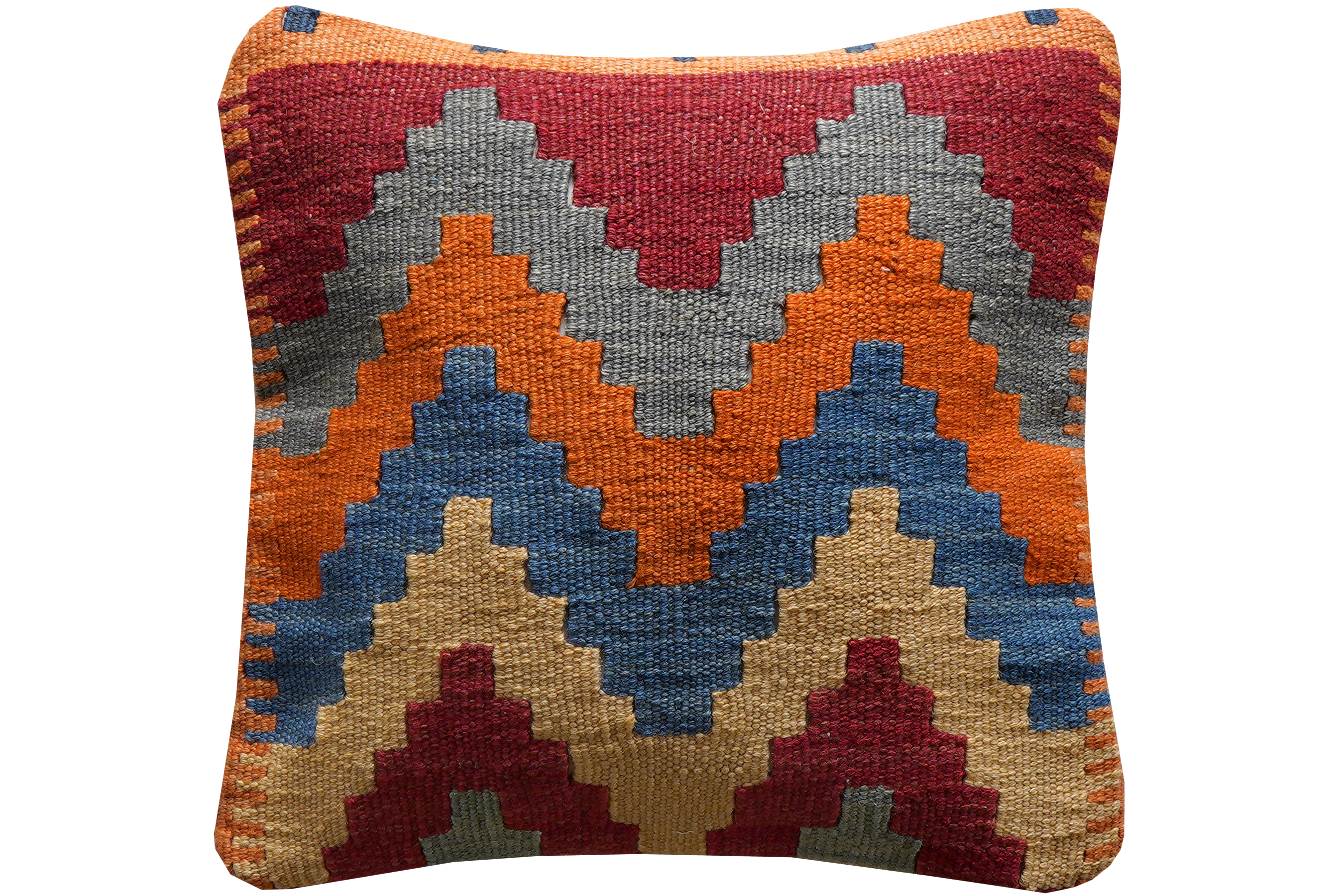 Kelim Kissen Wolle Baumwolle Mehrfarbig