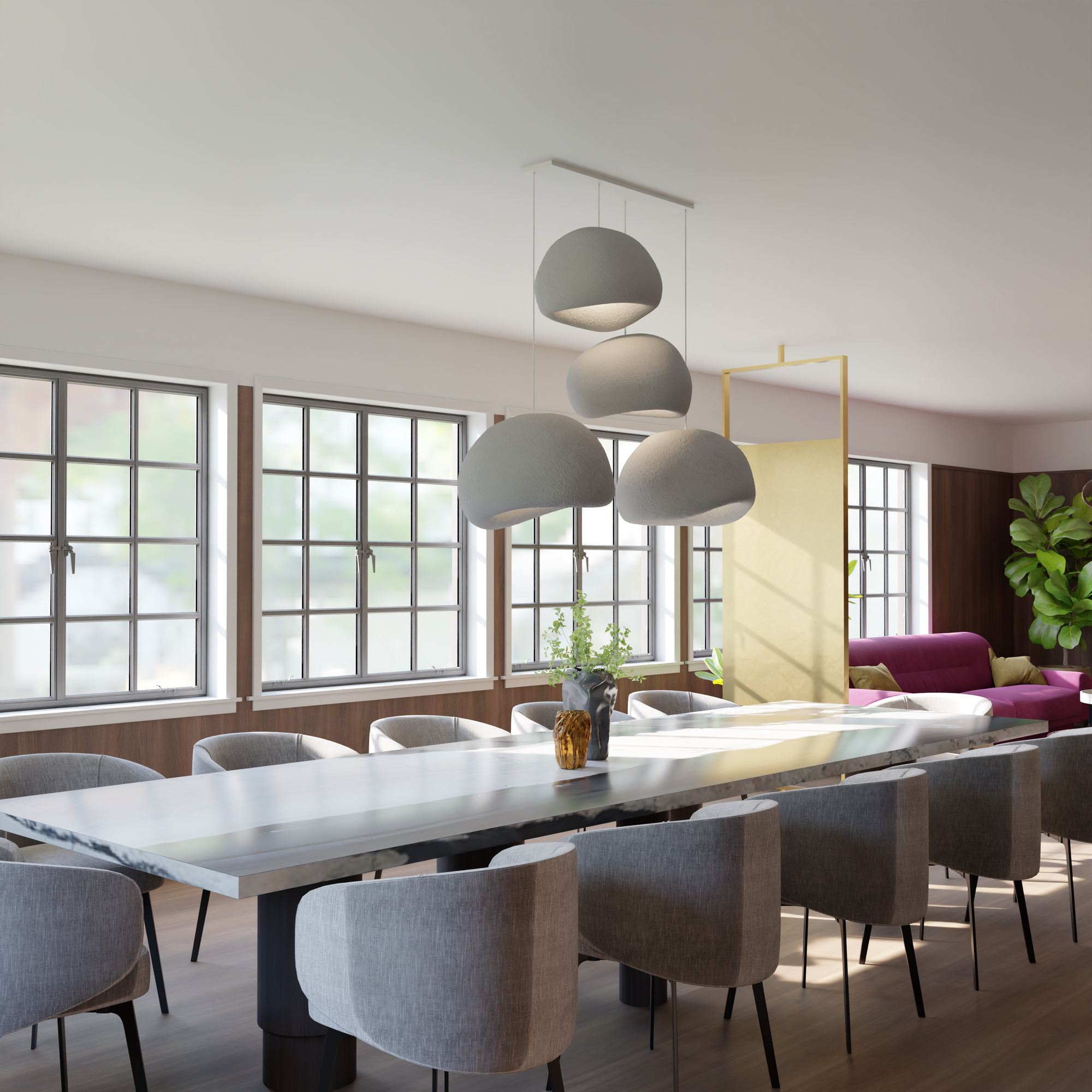 4-Flammig Wabi Sabi Yugen Pendelleuchte Beton Grau