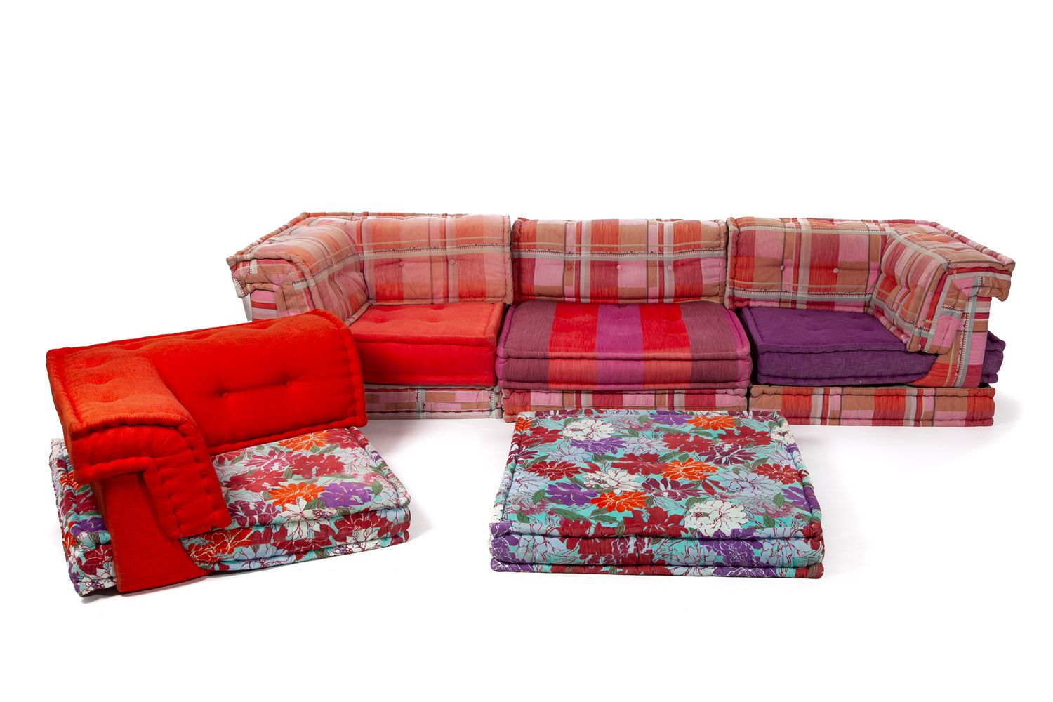 Vintage Hans Hopfer Mah Jong Modulares Sofa Mehrfarbig