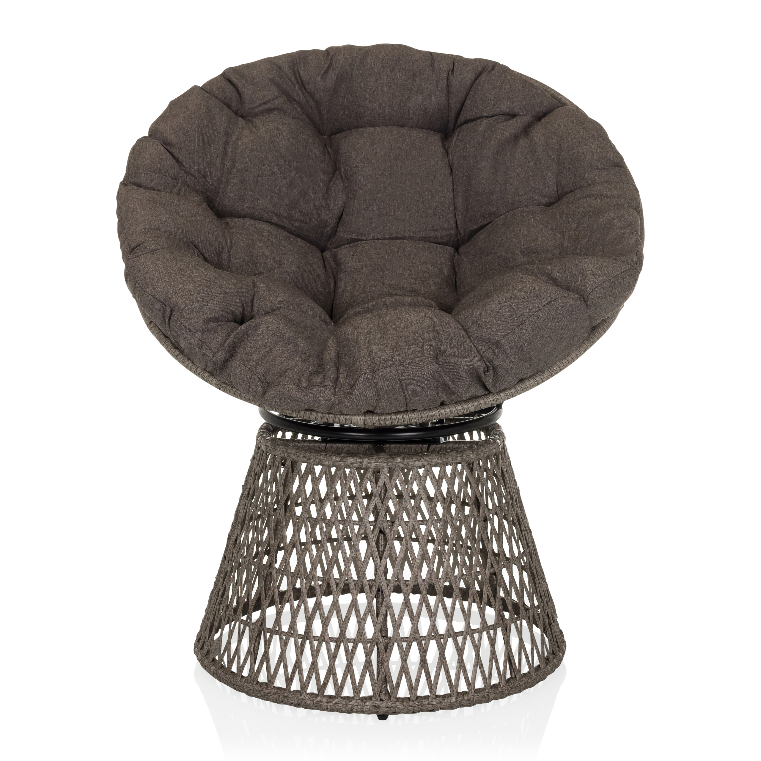 Weavora Papasansessel Drehbar mit Kissen Grau