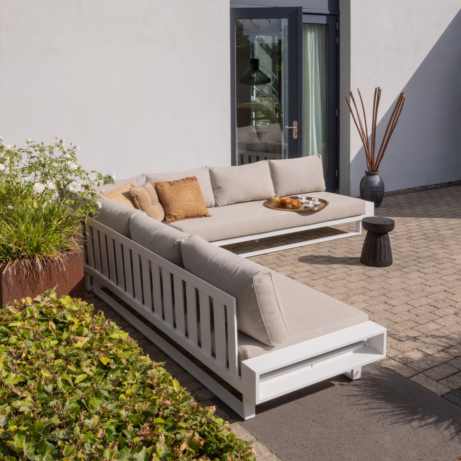FLint Garten Ecksofa Aluminium Grau