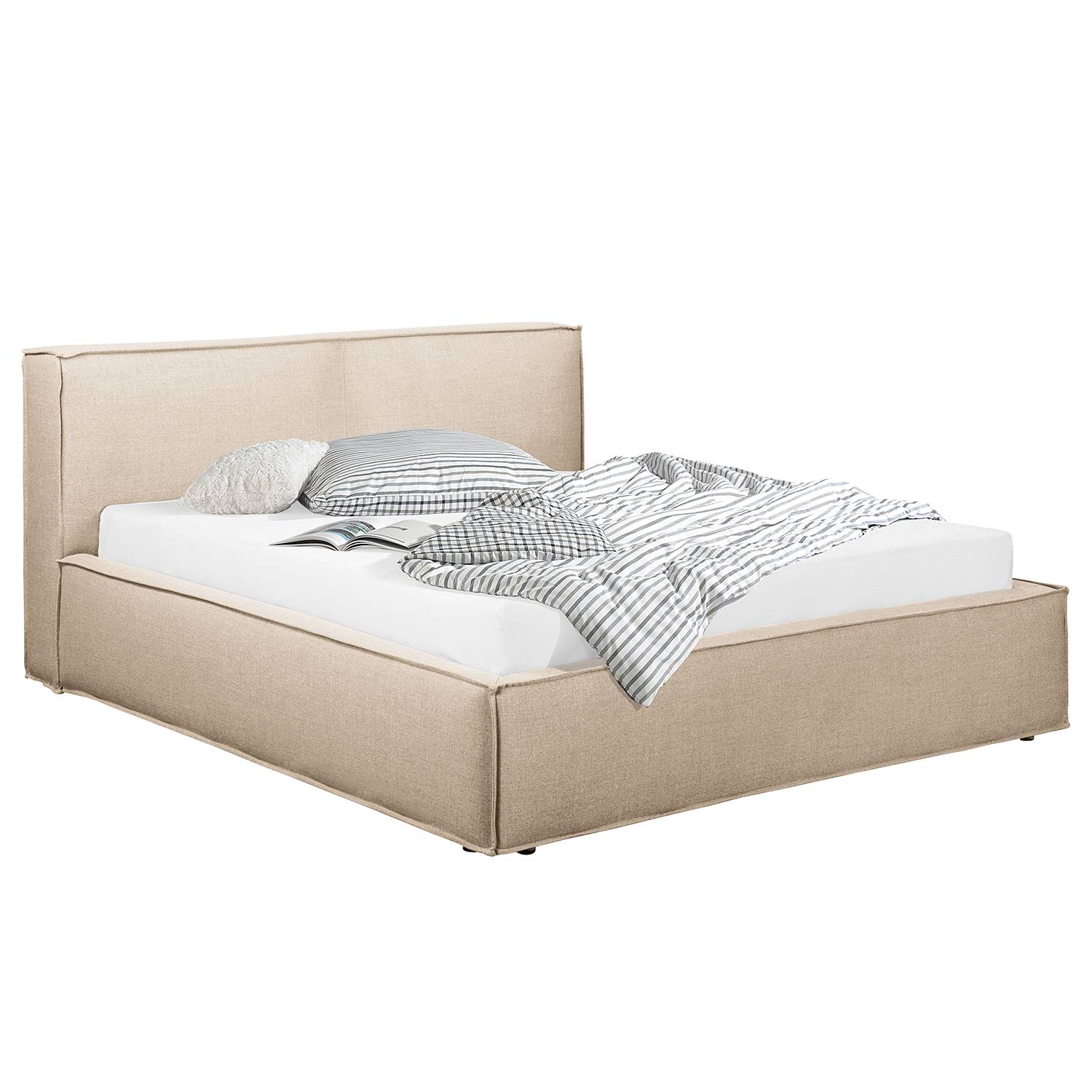 KINX Wechselbezug Polsterbett Flachgewebe Beige 180 x 200cm