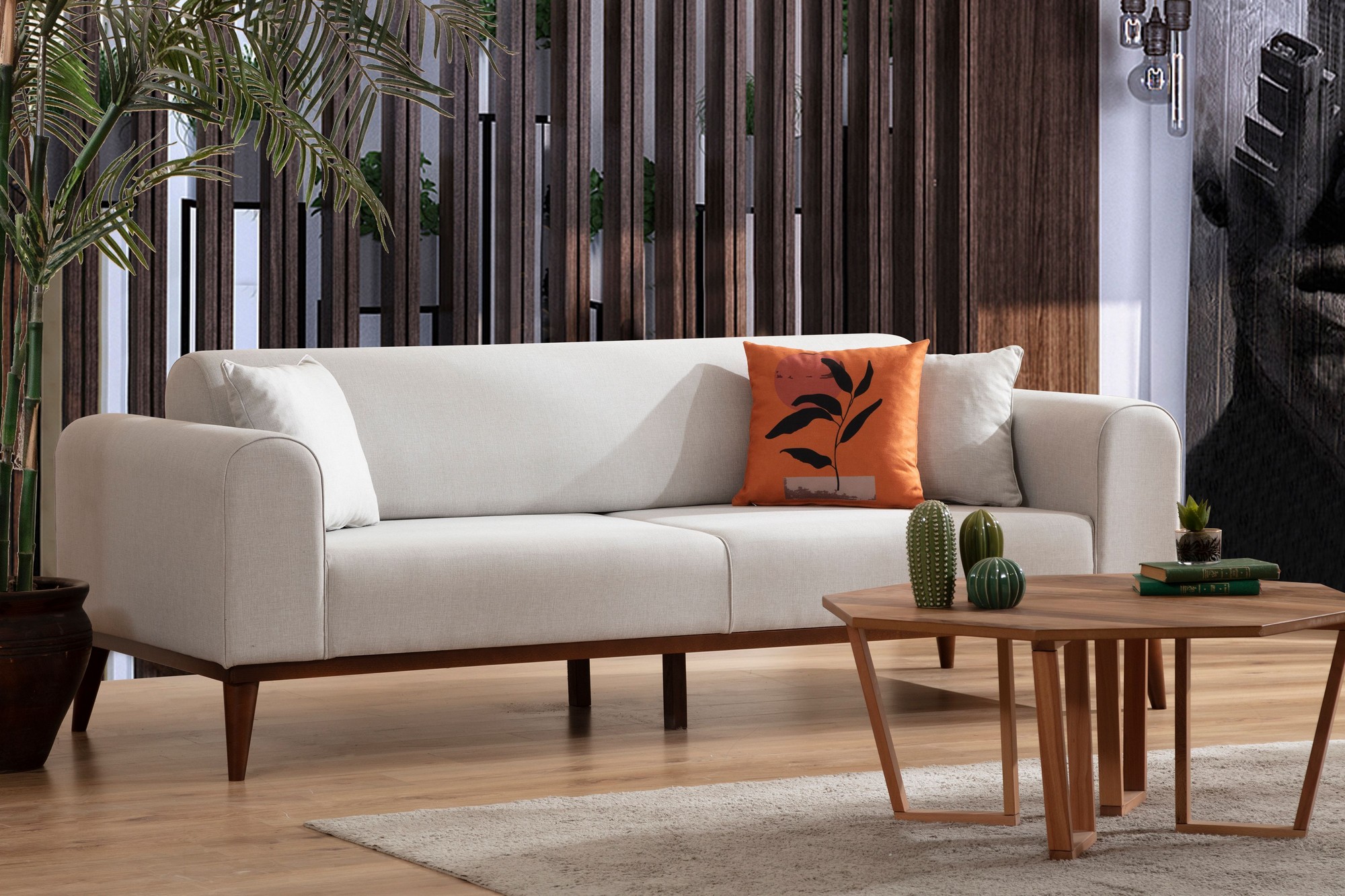 Cofi 3-Sitzer Schlafsofa Creme