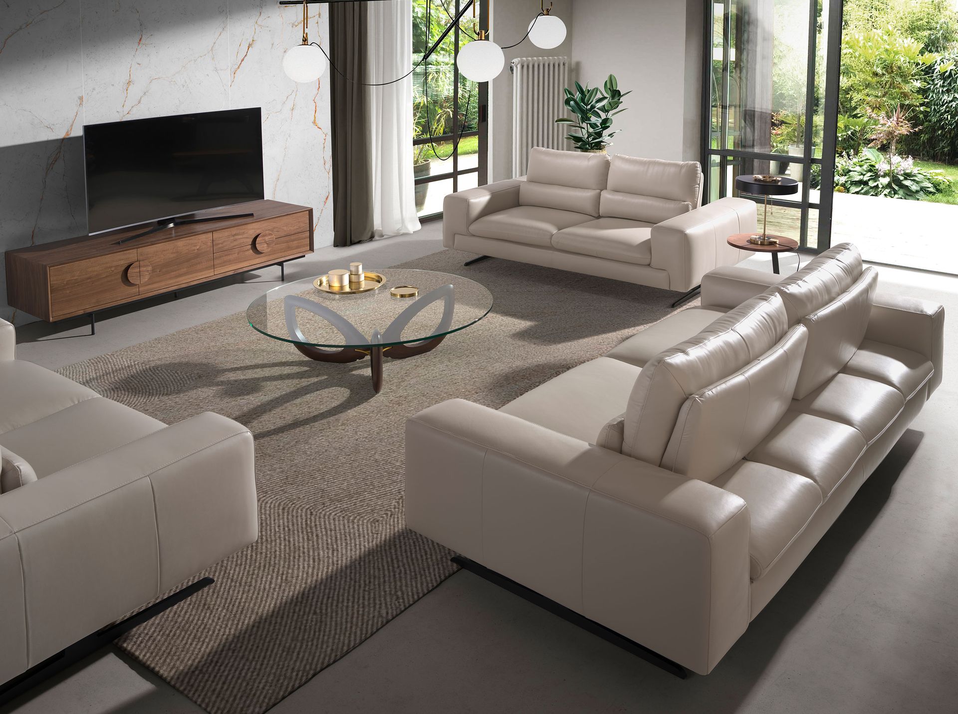 Round corner table walnut and black steel 2115