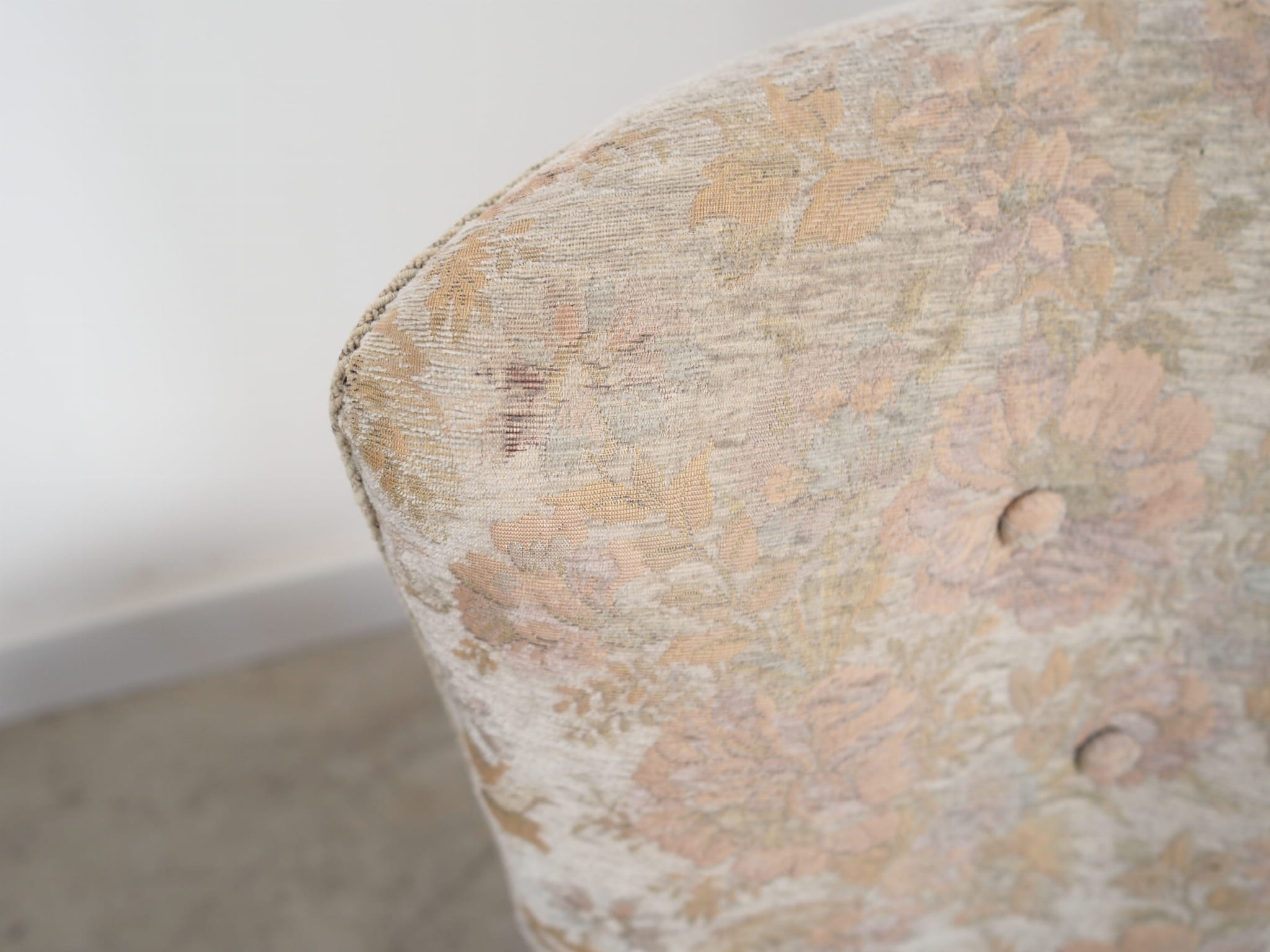2x Vintage Armchairs Beech wood Textile Beige 1970s