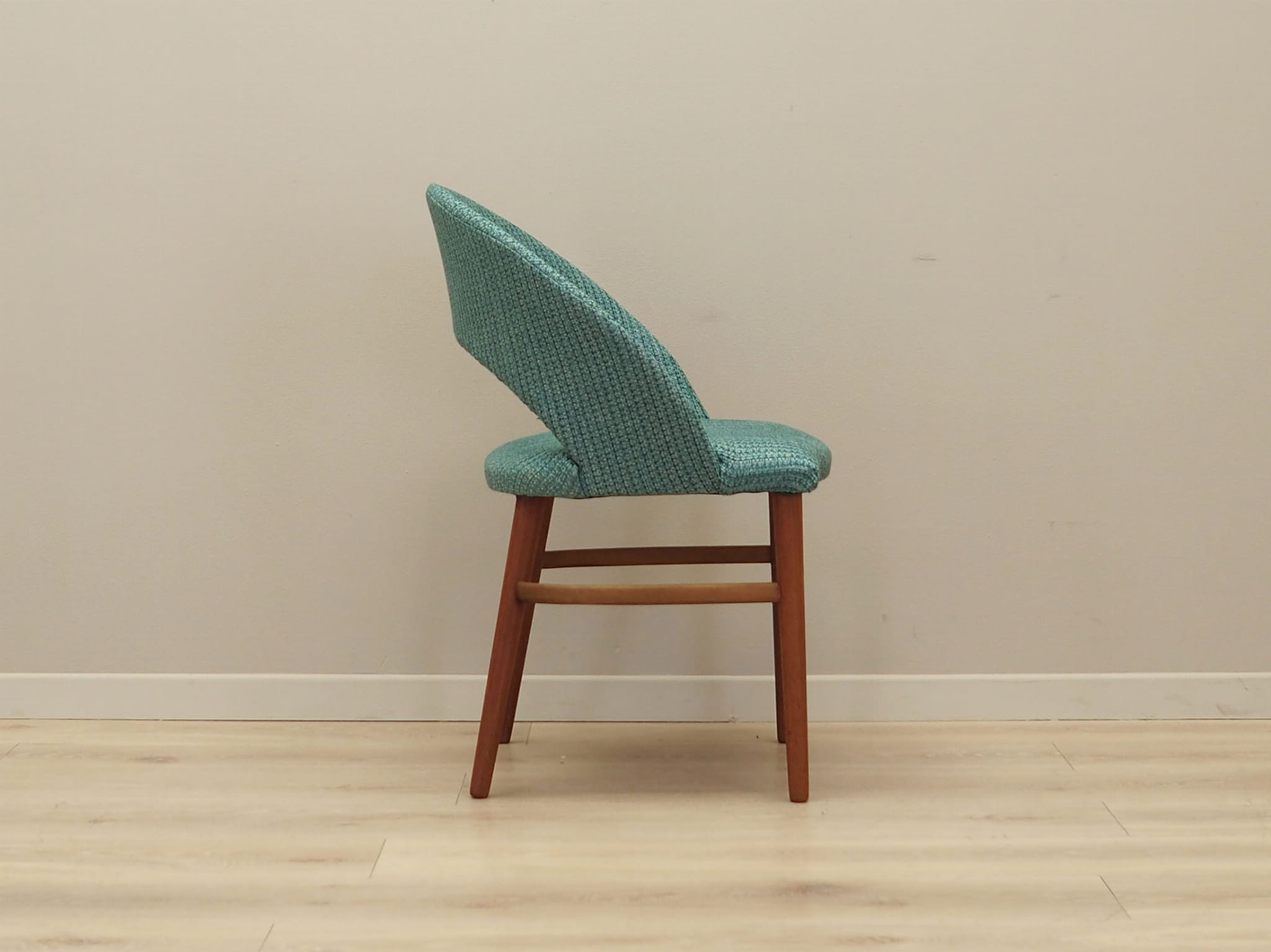 Vintage chair teak wood textile turquoise 1970s