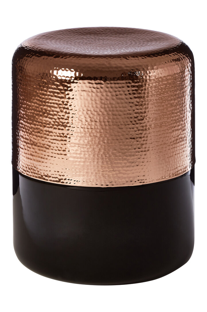 Margot Schwarzes Glas und Kupfer Beistelltisch
