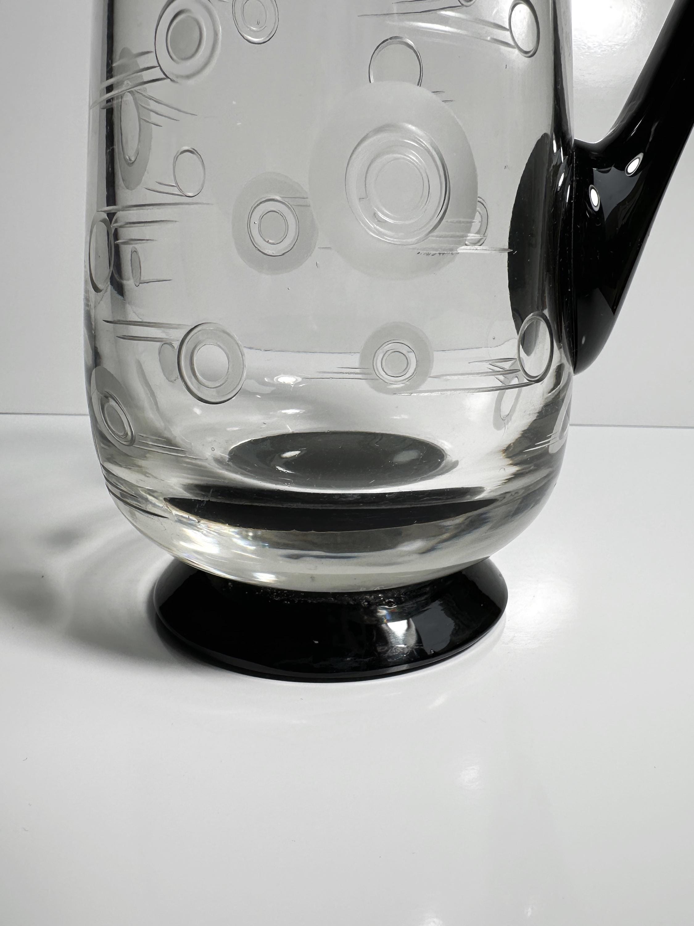 Art Deco Carafe France 1930s Black Glass