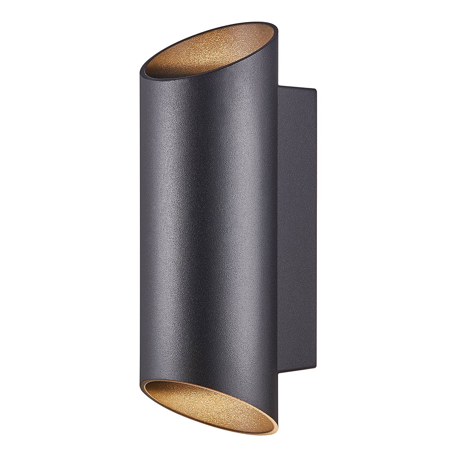 2-Flammig Wandleuchte Nico Round Aluminium Glas Schwarz