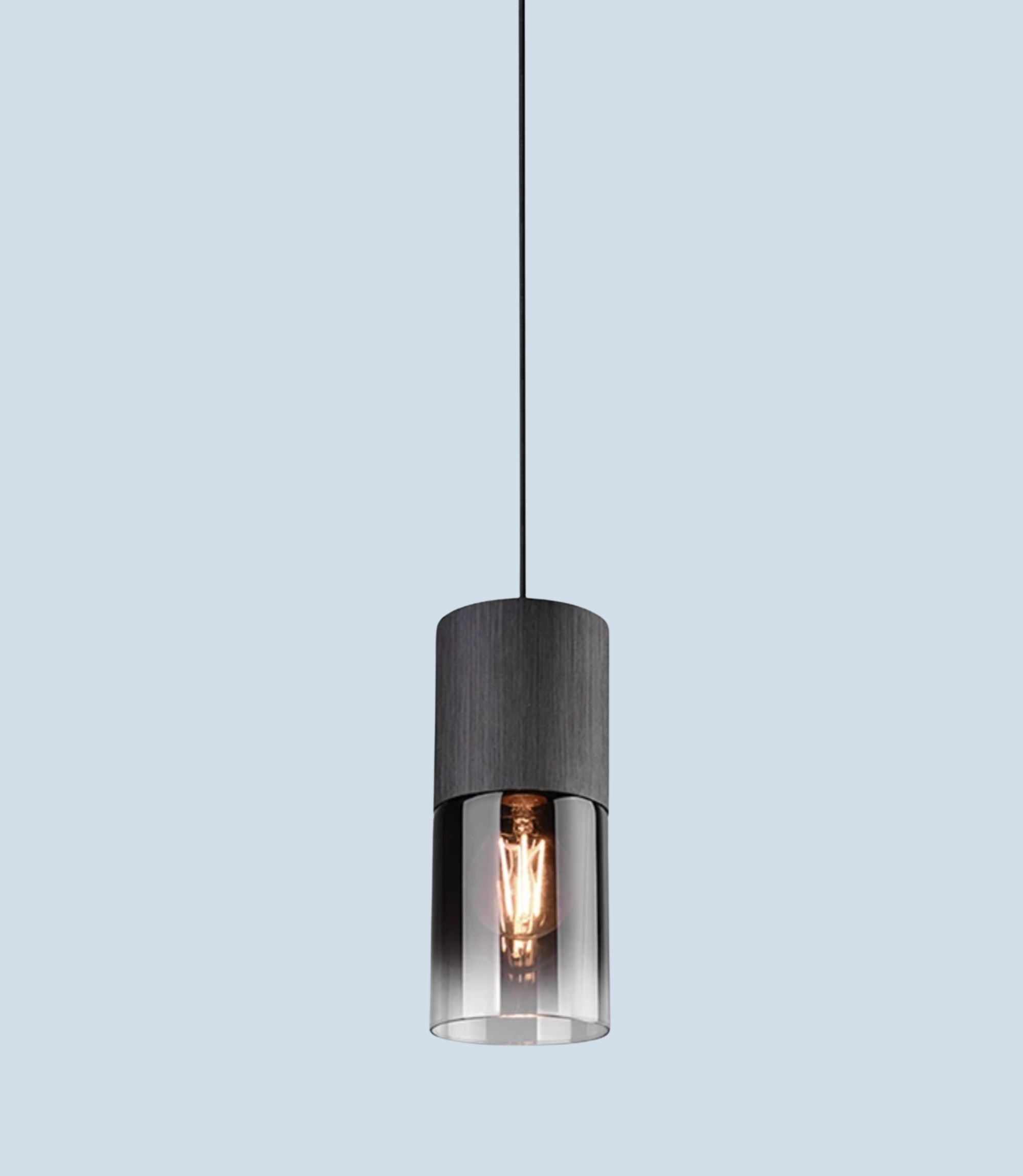 1-Flaming Pendant Lamp Aluminum Clear Glass Black
