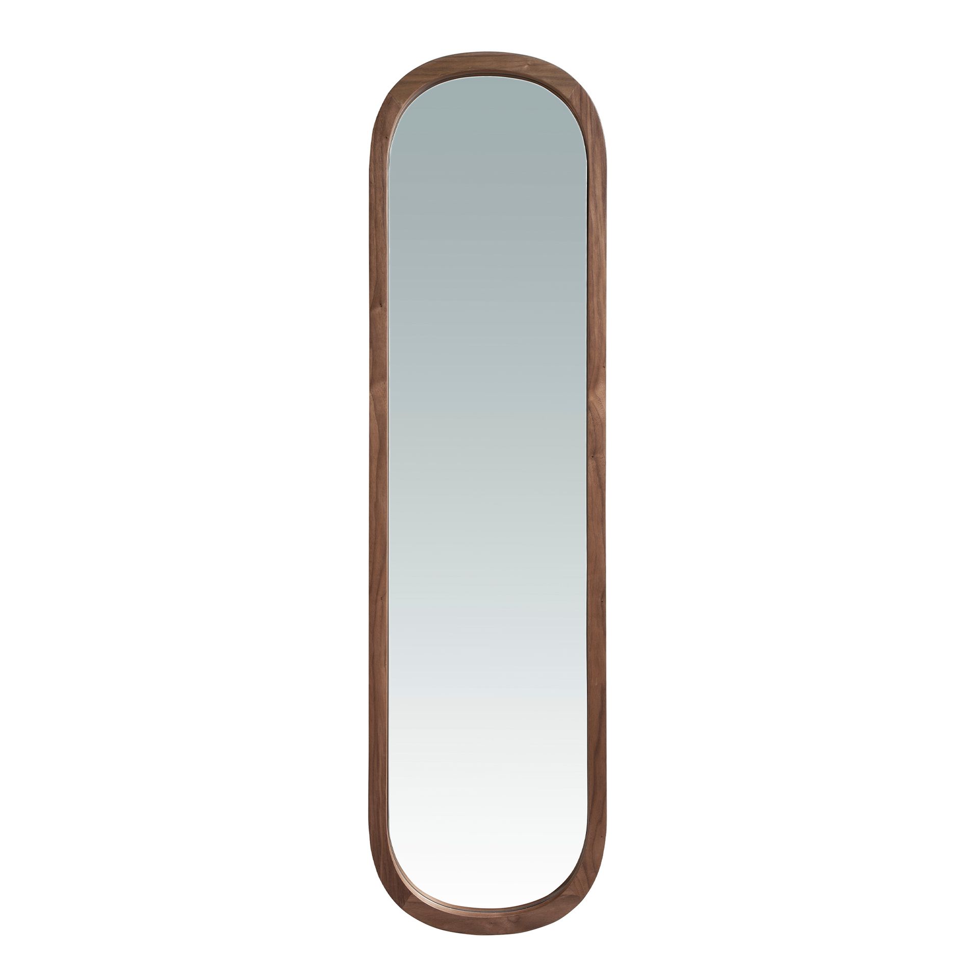 Oval mirror walnut veneer