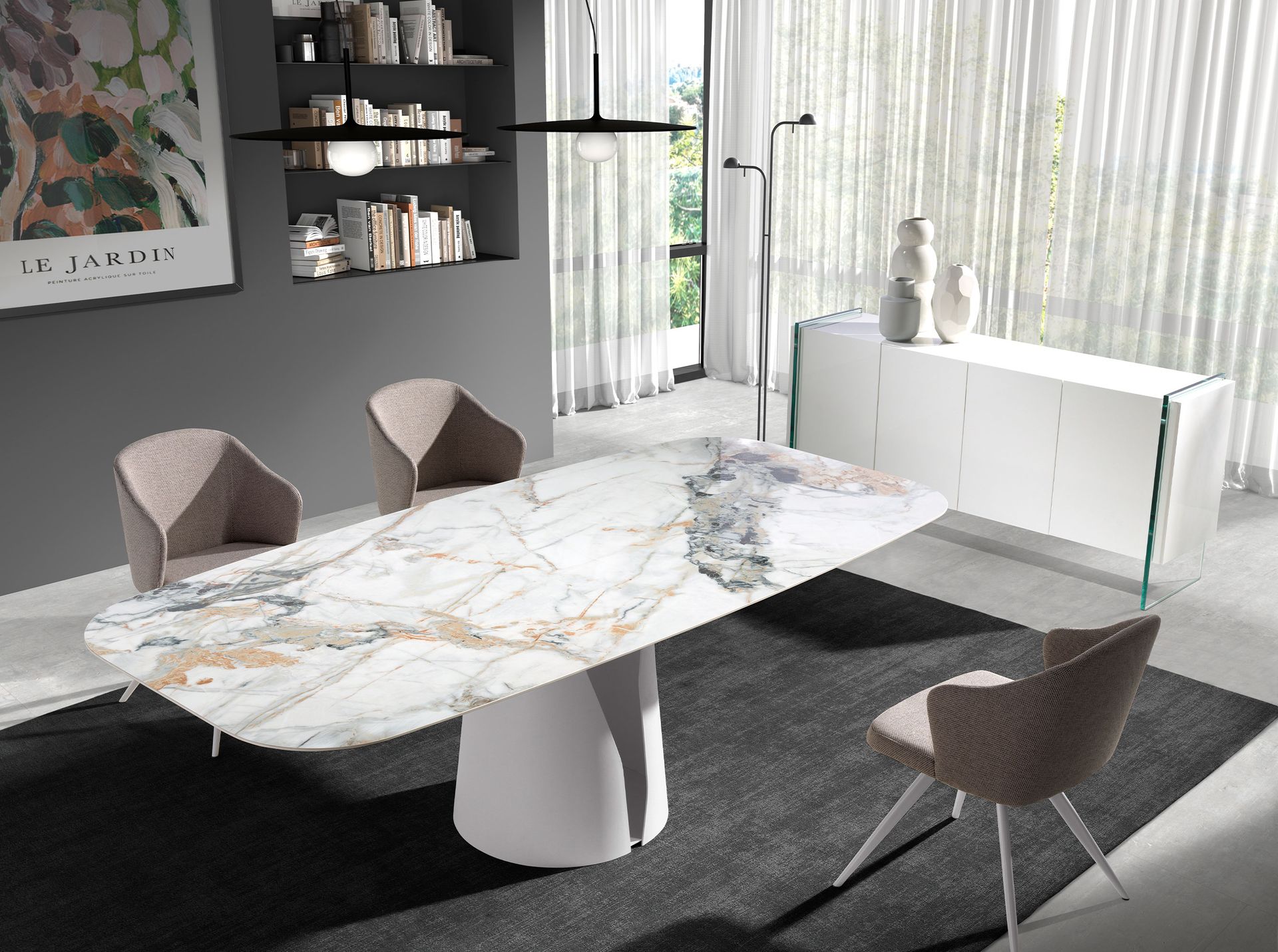 3058 Sideboard Glas Weiß