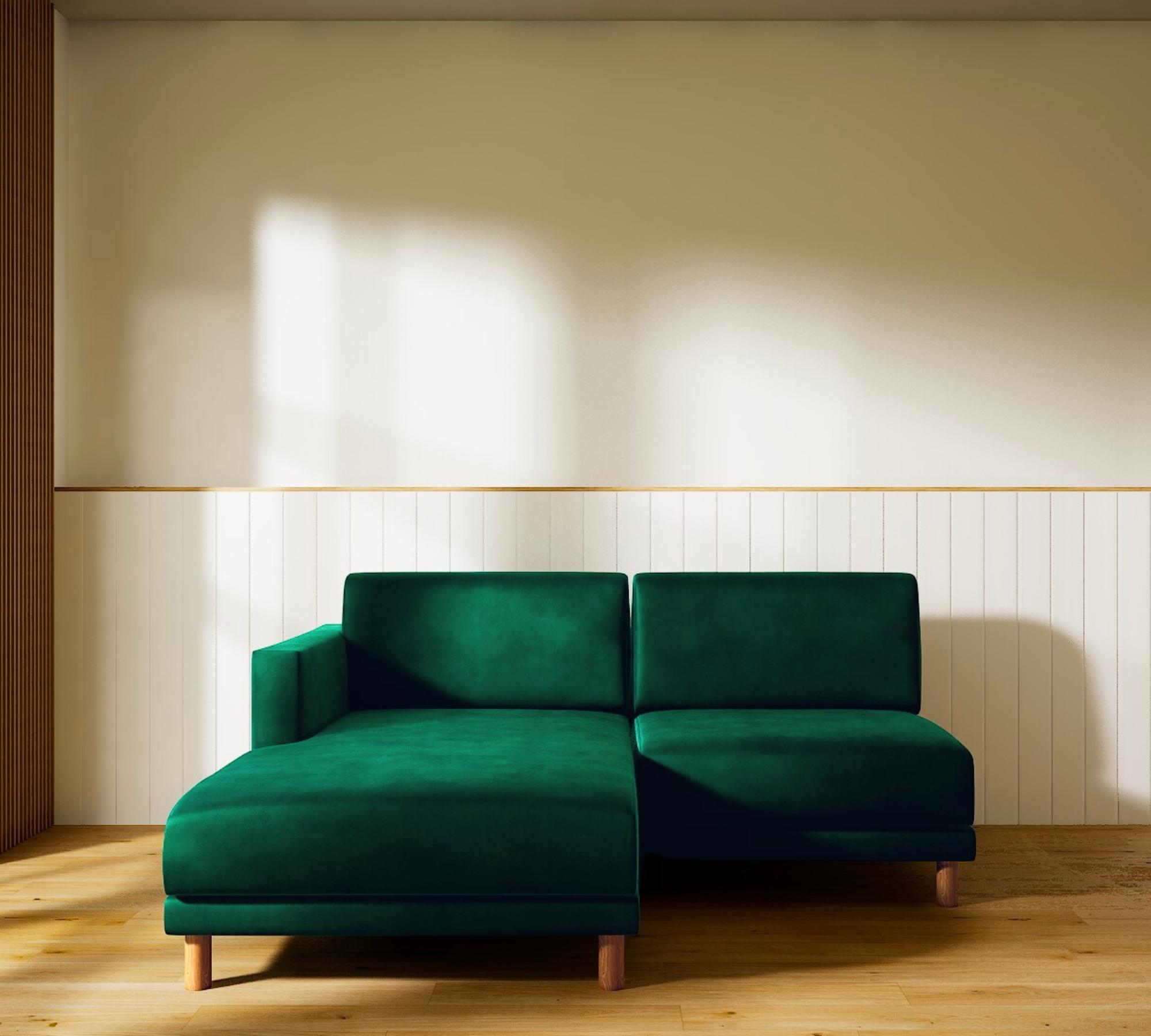 Tyme 2-Sitzer Ecksofa Récamiere Links Samt Waldgrün