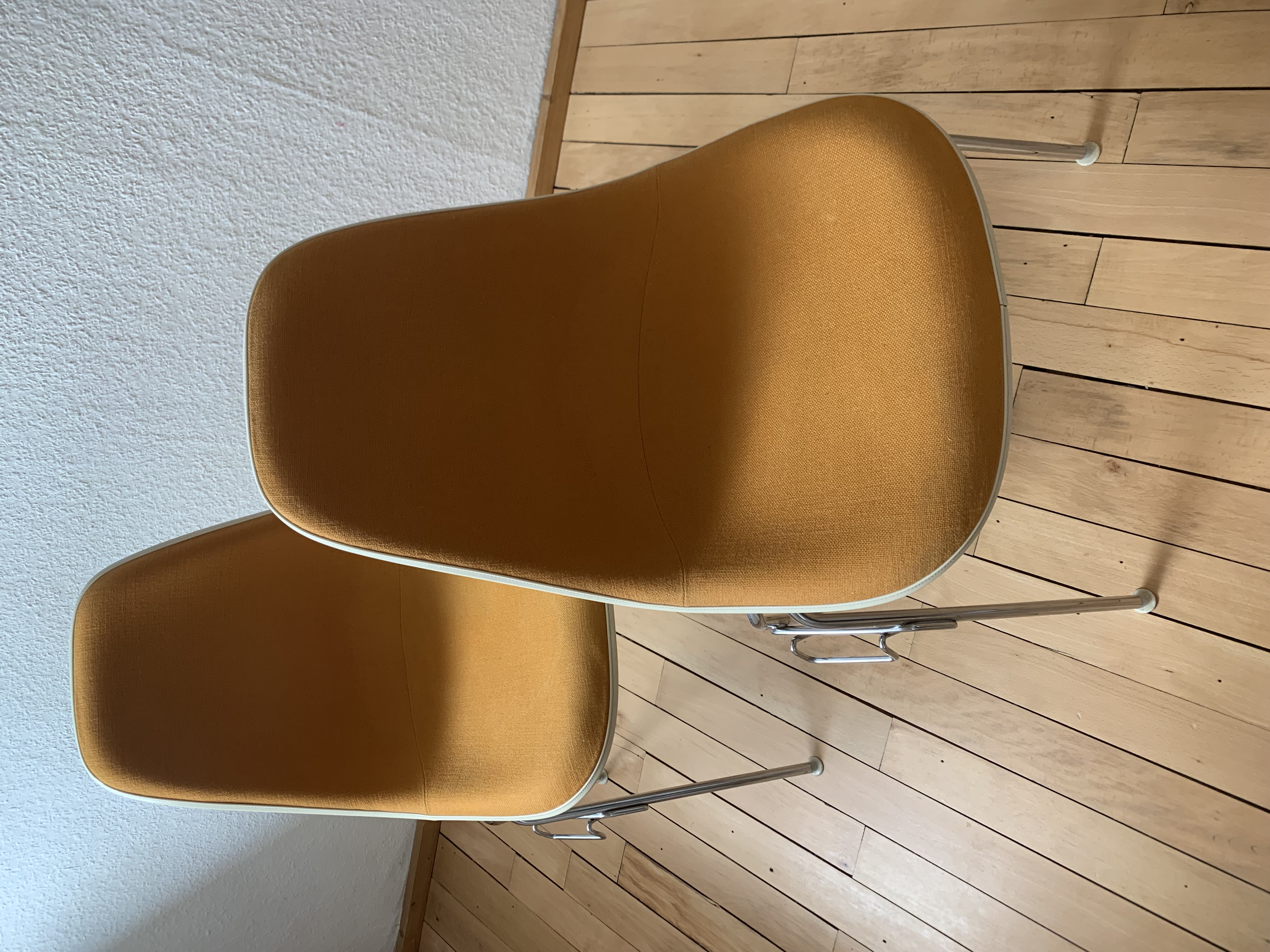 2x Eames Fiberglass Side Chair by Herman Miller Orange